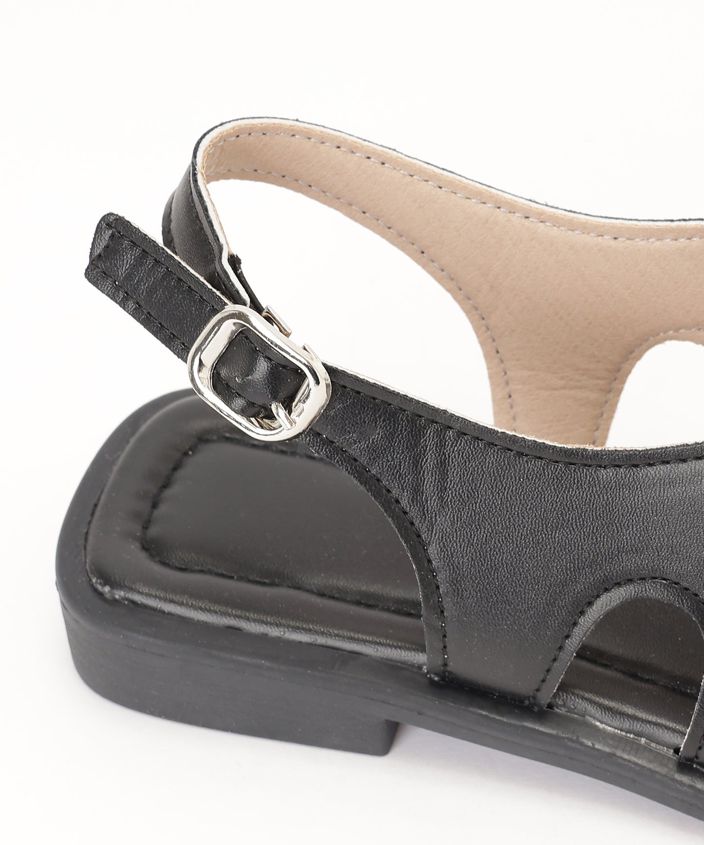 レザー調 クロス バックストラップ フラット サンダル