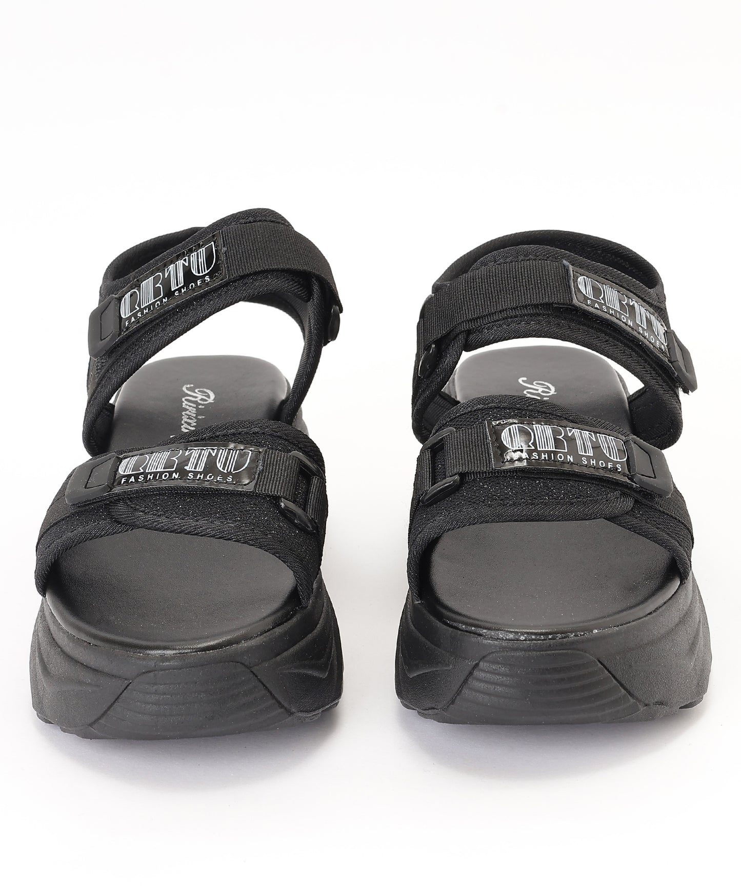 厚底 ラメ ベルクロ スポーツ サンダル