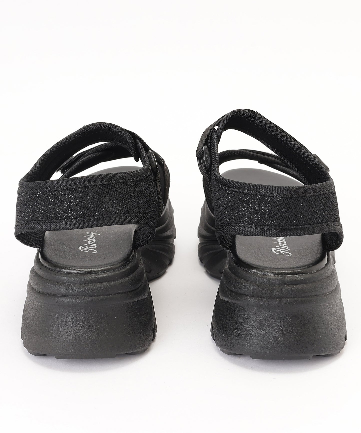 厚底 ラメ ベルクロ スポーツ サンダル