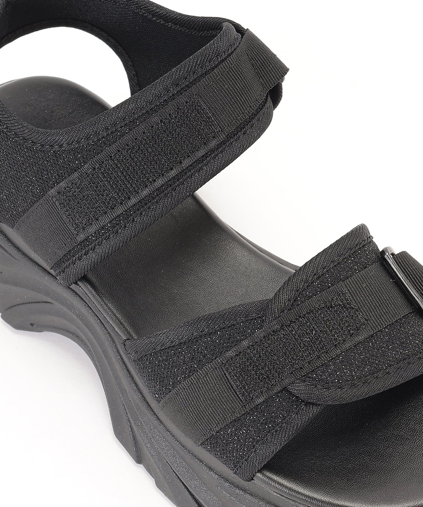 厚底 ラメ ベルクロ スポーツ サンダル