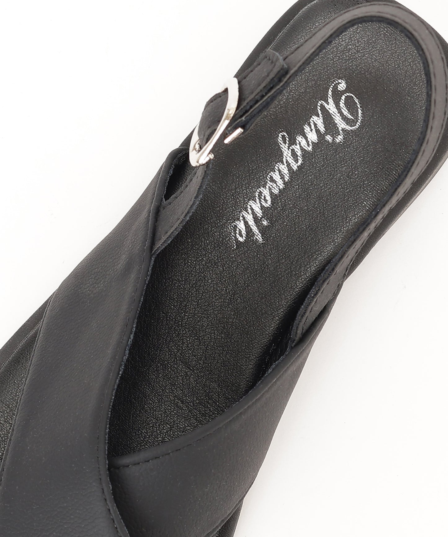 レザー調 クロス バックストラップ フラット サンダル