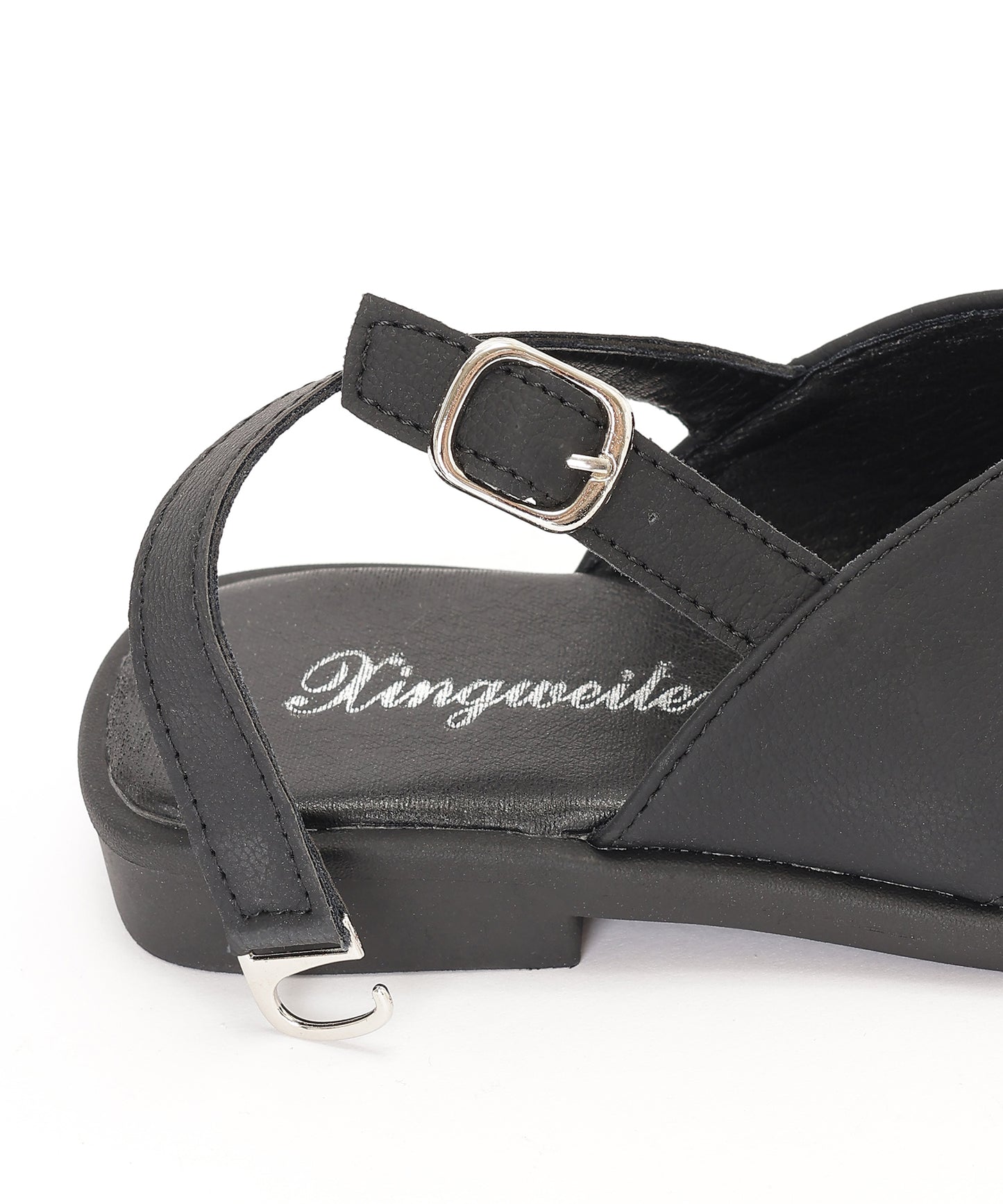 レザー調 クロス バックストラップ フラット サンダル