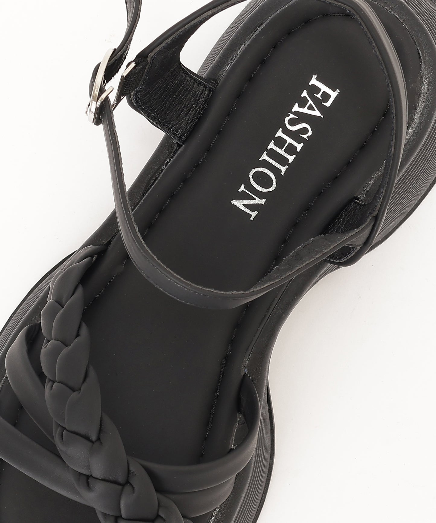 編み込み クロス ストラップ 厚底 サンダル