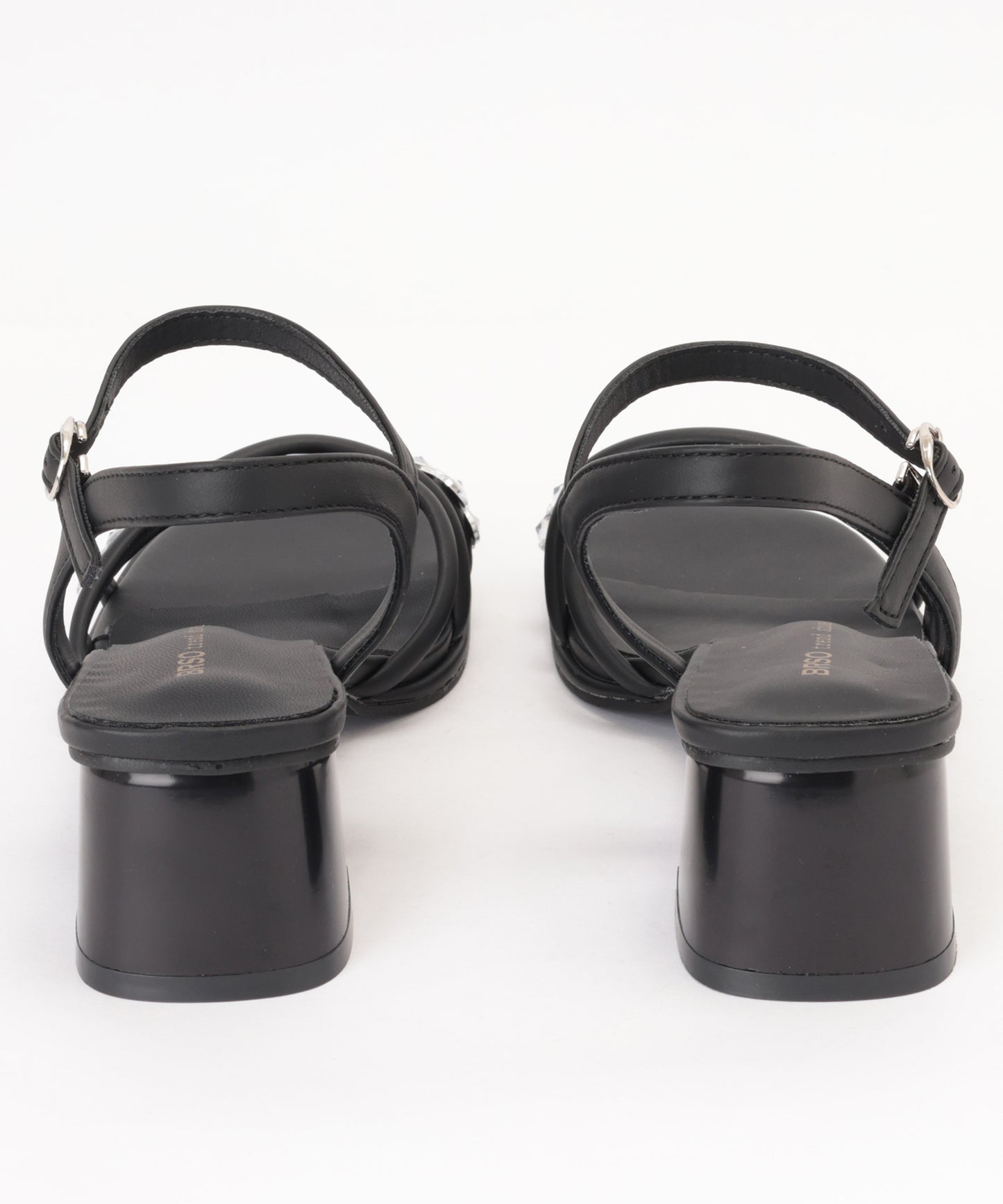 レザー調 ビジュー クロス チューブ ストラップ ヒール サンダル