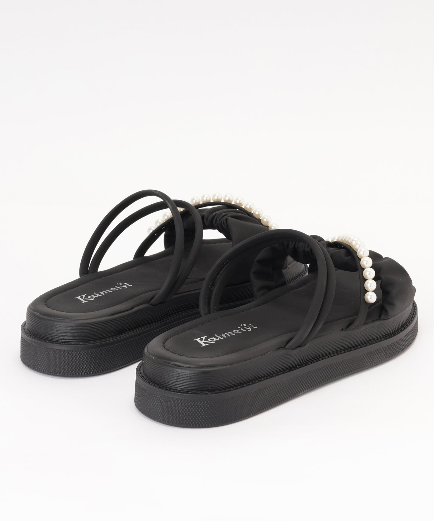 2WAY シャーリング パール クロス ストラップ 厚底 サンダル