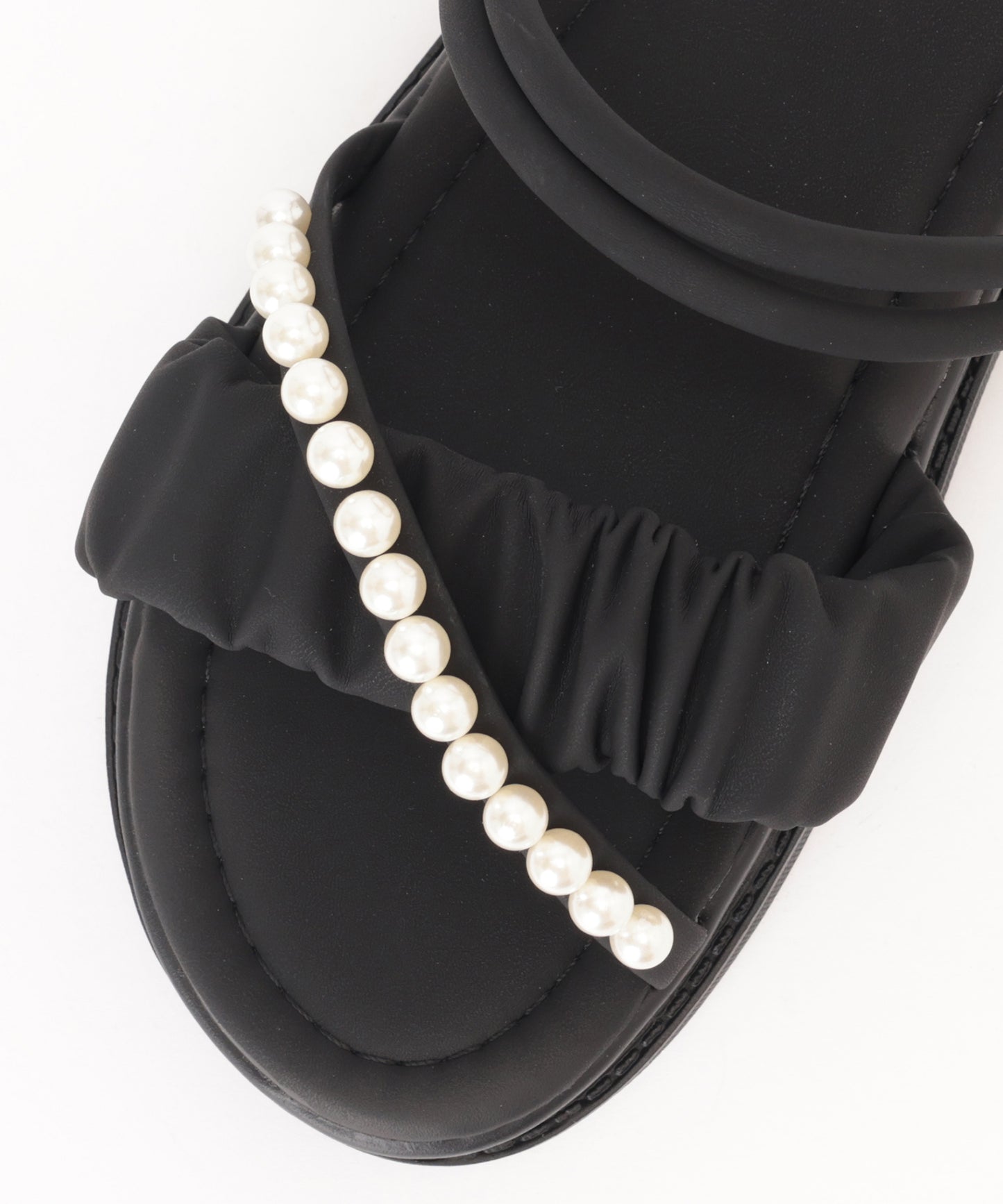 2WAY シャーリング パール クロス ストラップ 厚底 サンダル