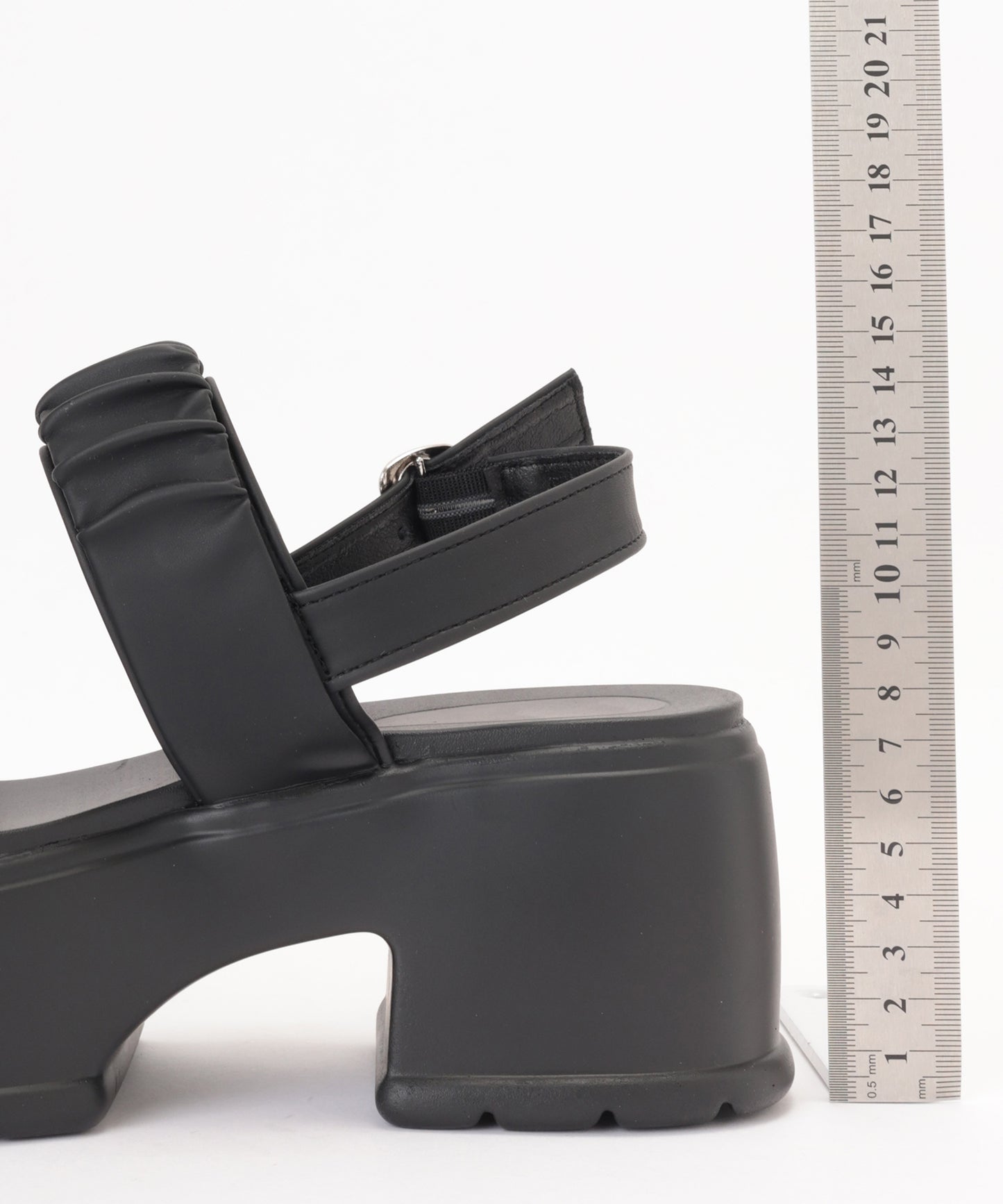 ギャザー ダブルベルト バックストラップ 厚底 サンダル