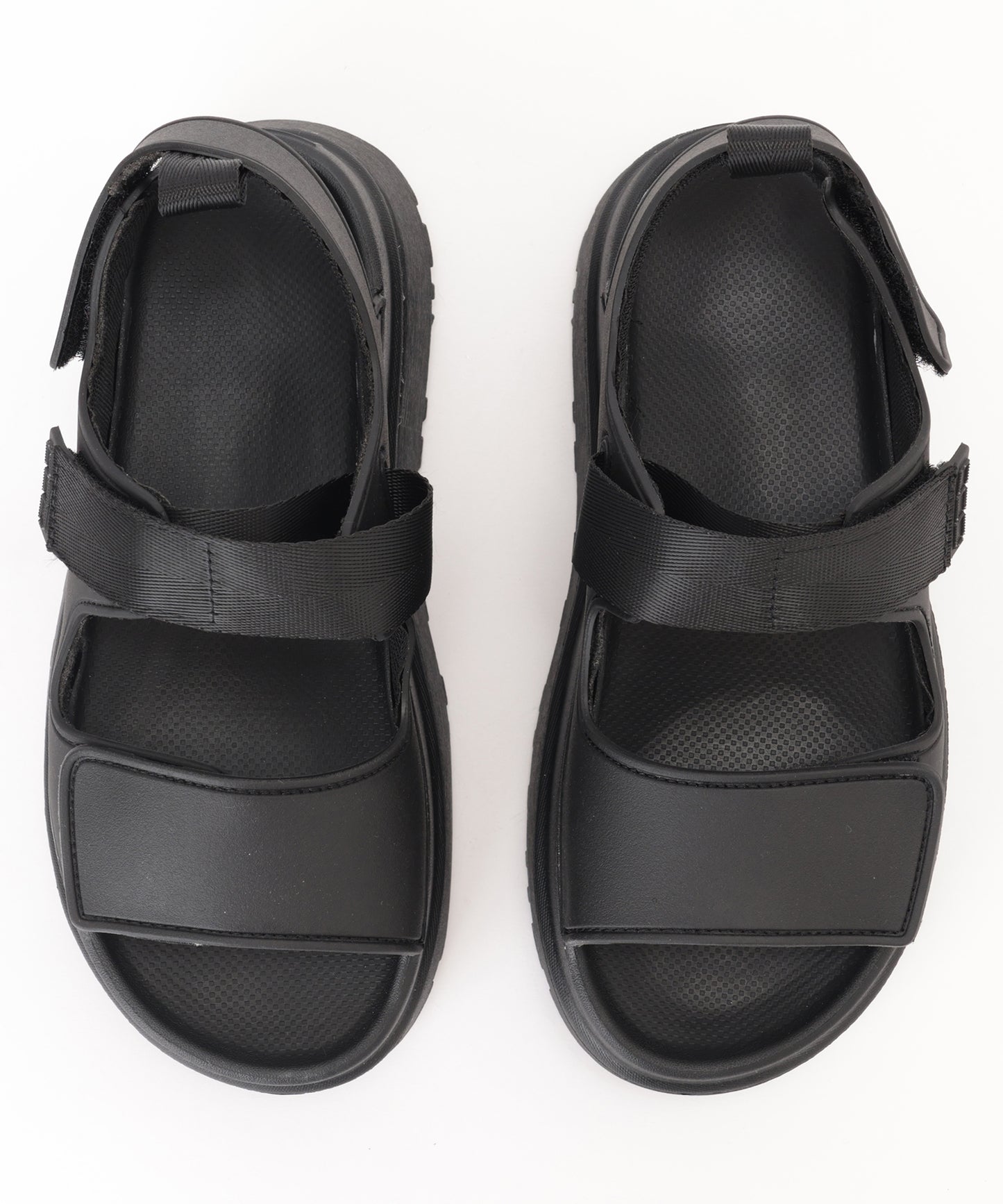 レザー調 ベルクロ 厚底 スポーツ サンダル