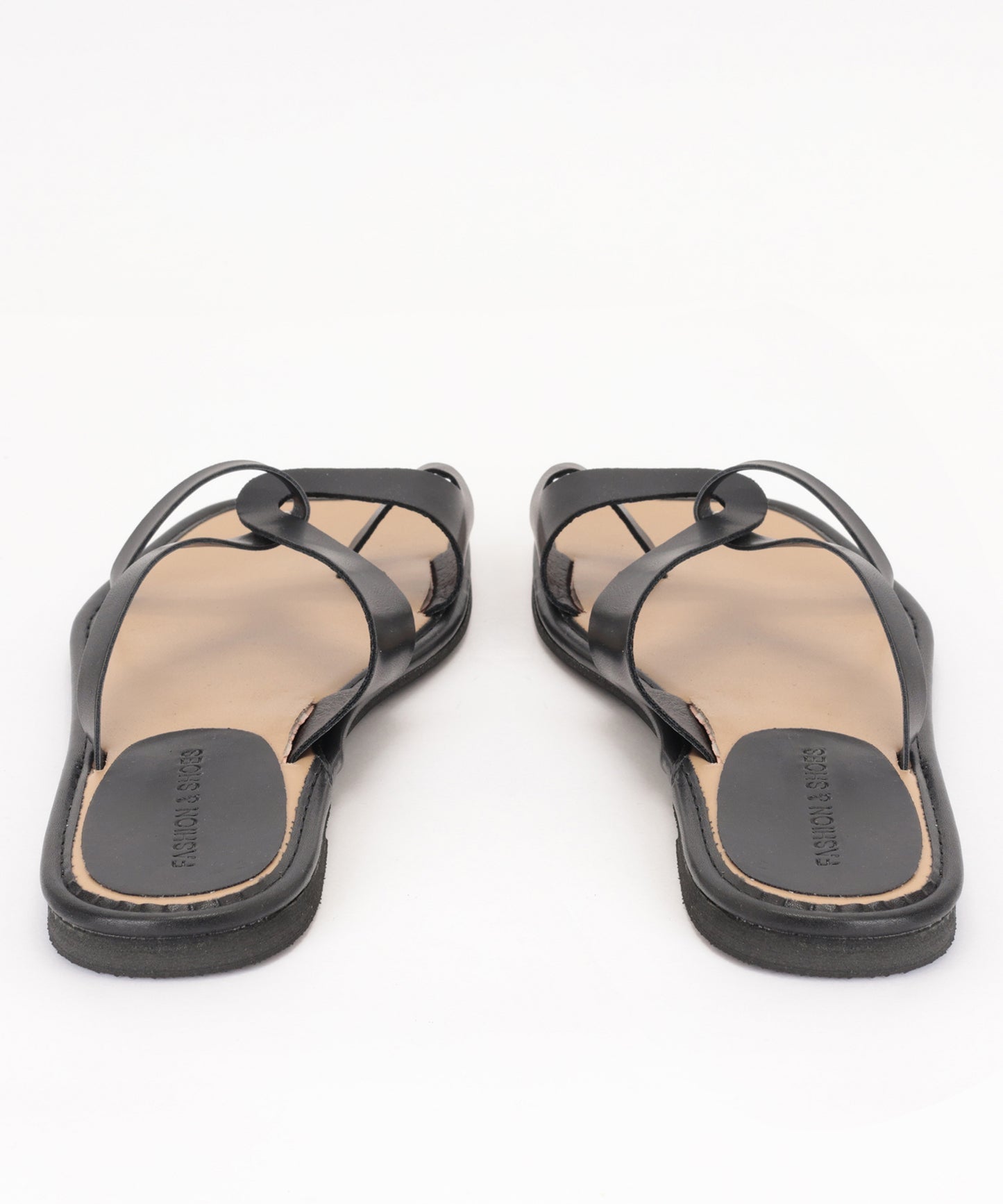 ツイスト ストラップ スクエアトゥ 親指トング フラット サンダル