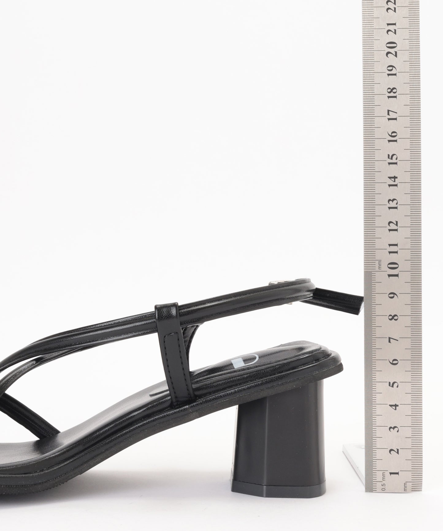 レザー調 アシンメトリー クロス バックストラップ ヒール サンダル