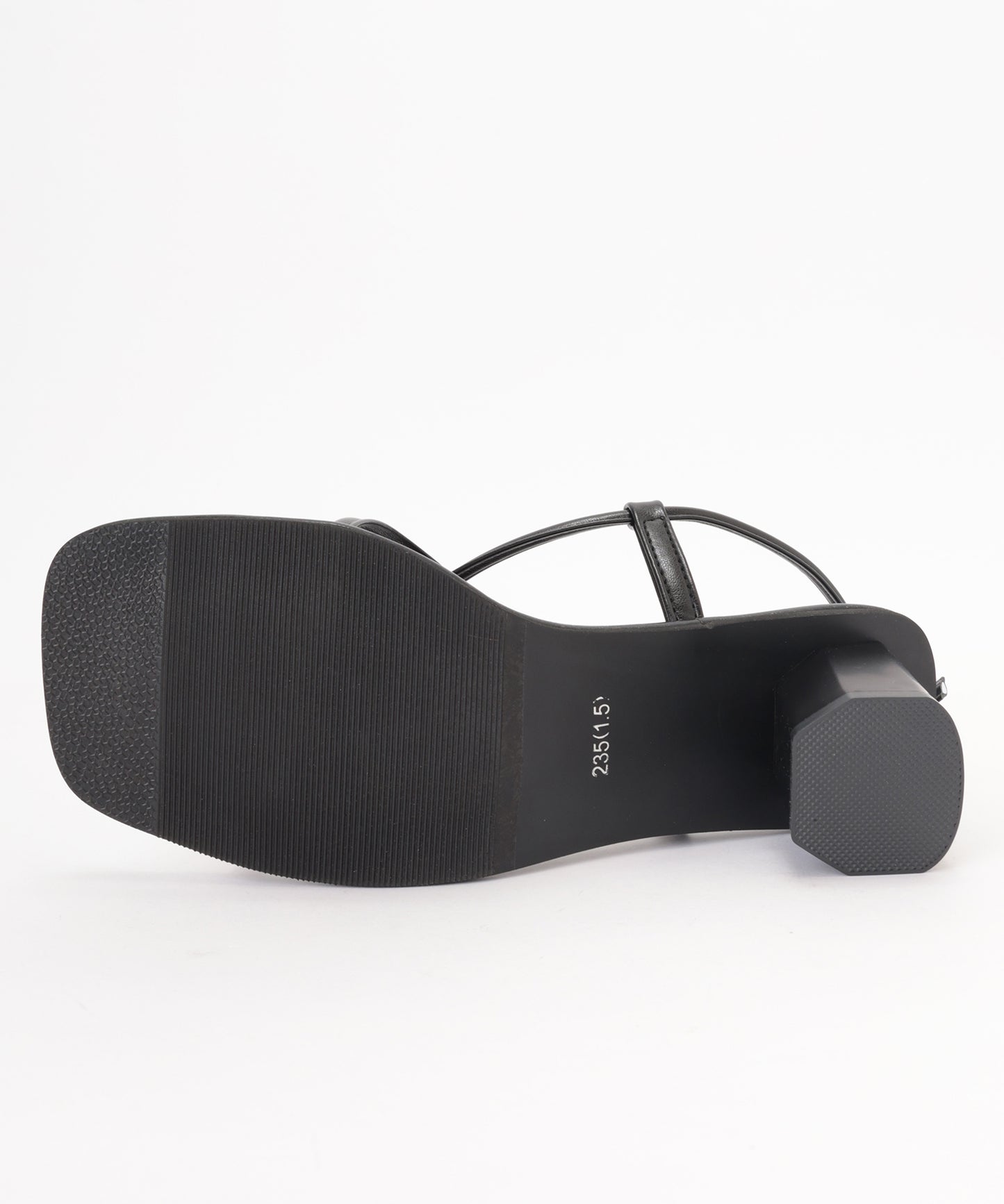 レザー調 アシンメトリー クロス バックストラップ ヒール サンダル