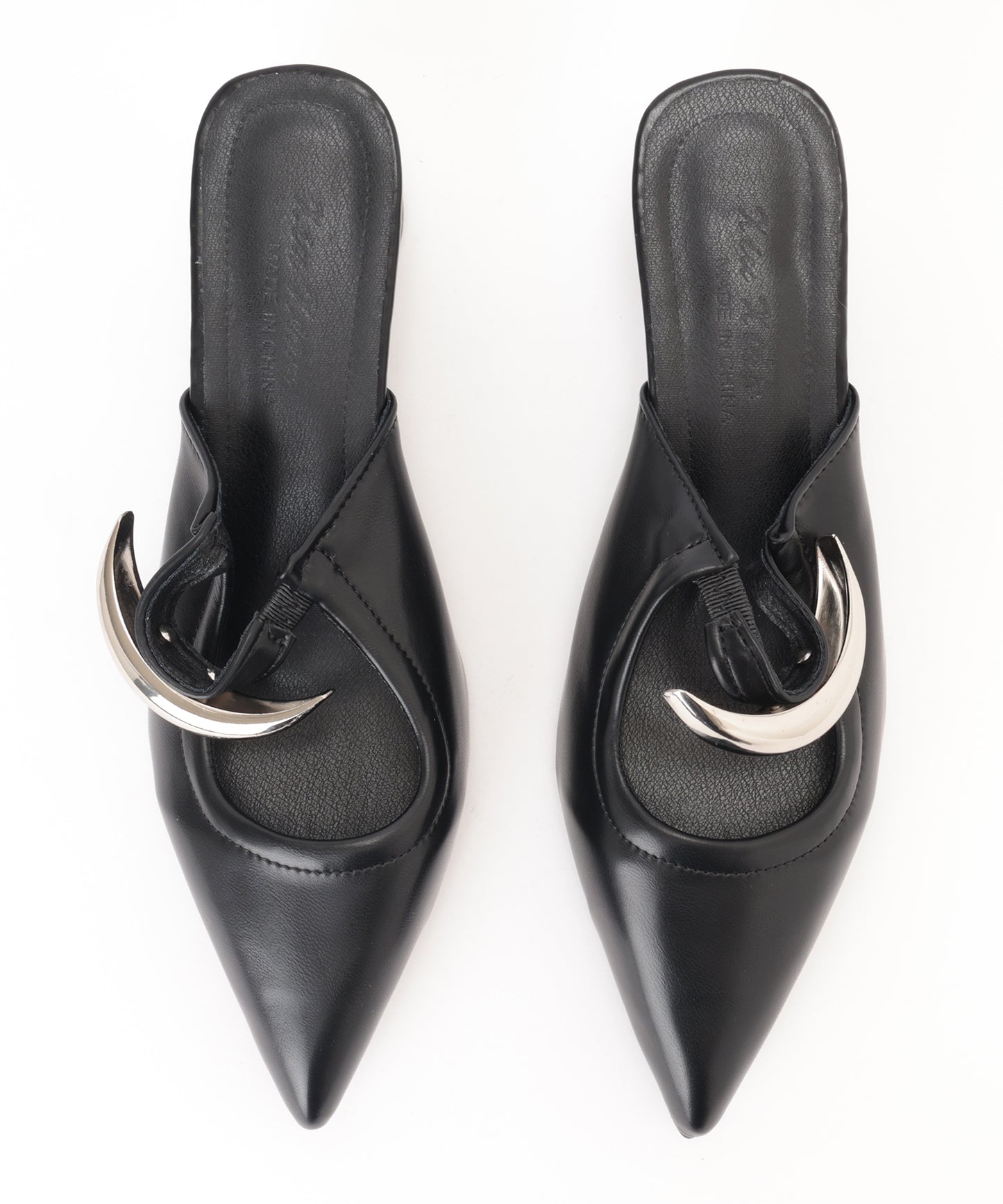 ゴールド メタル ストラップ ポインテッドトゥ ミュール ヒール サンダル