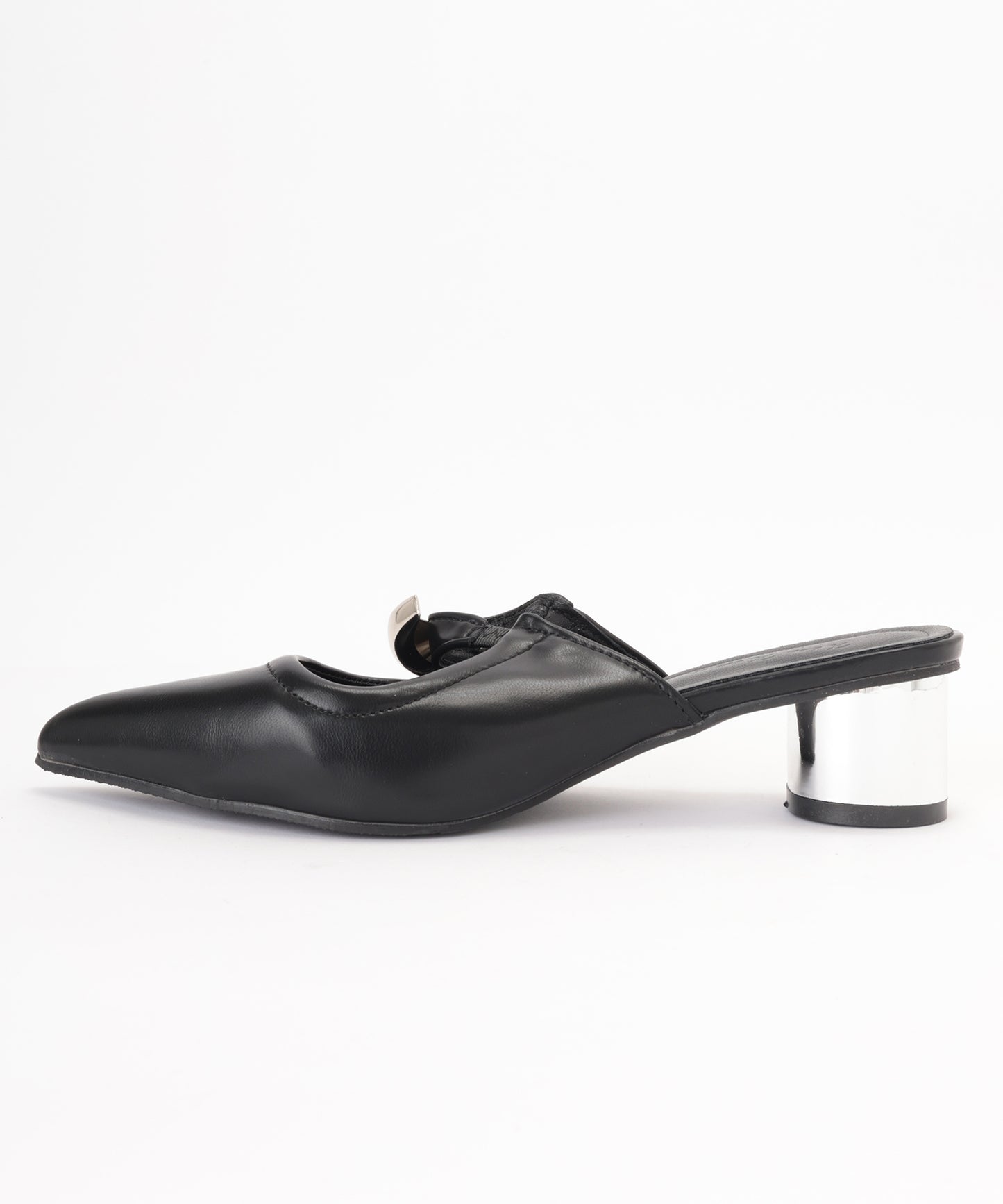 ゴールド メタル ストラップ ポインテッドトゥ ミュール ヒール サンダル