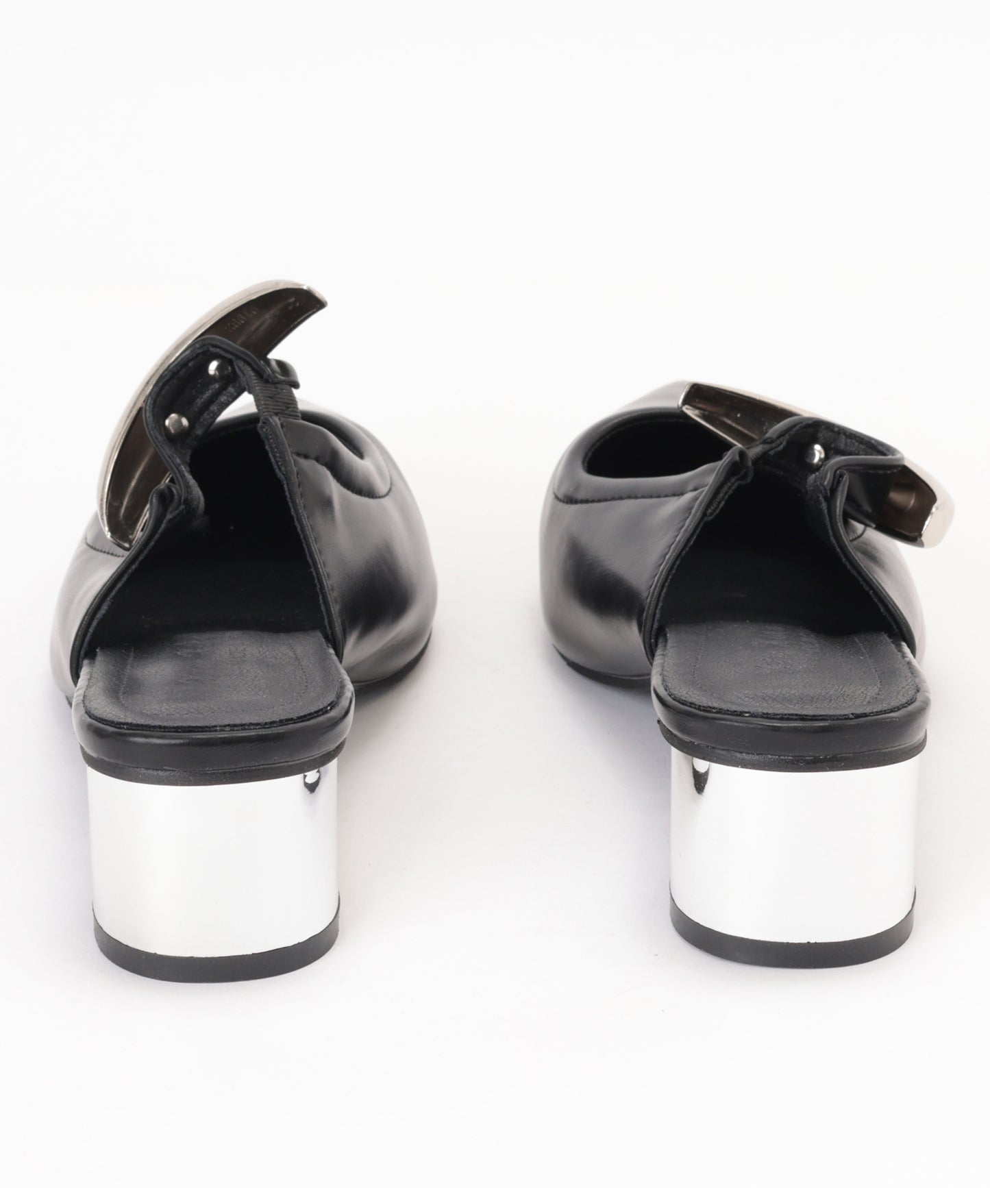 ゴールド メタル ストラップ ポインテッドトゥ ミュール ヒール サンダル