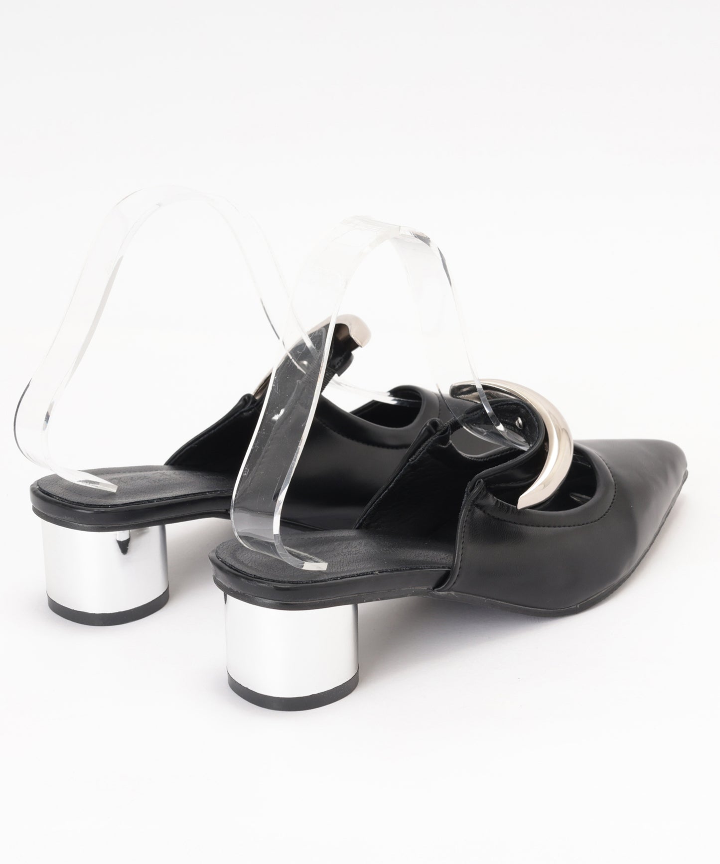 ゴールド メタル ストラップ ポインテッドトゥ ミュール ヒール サンダル