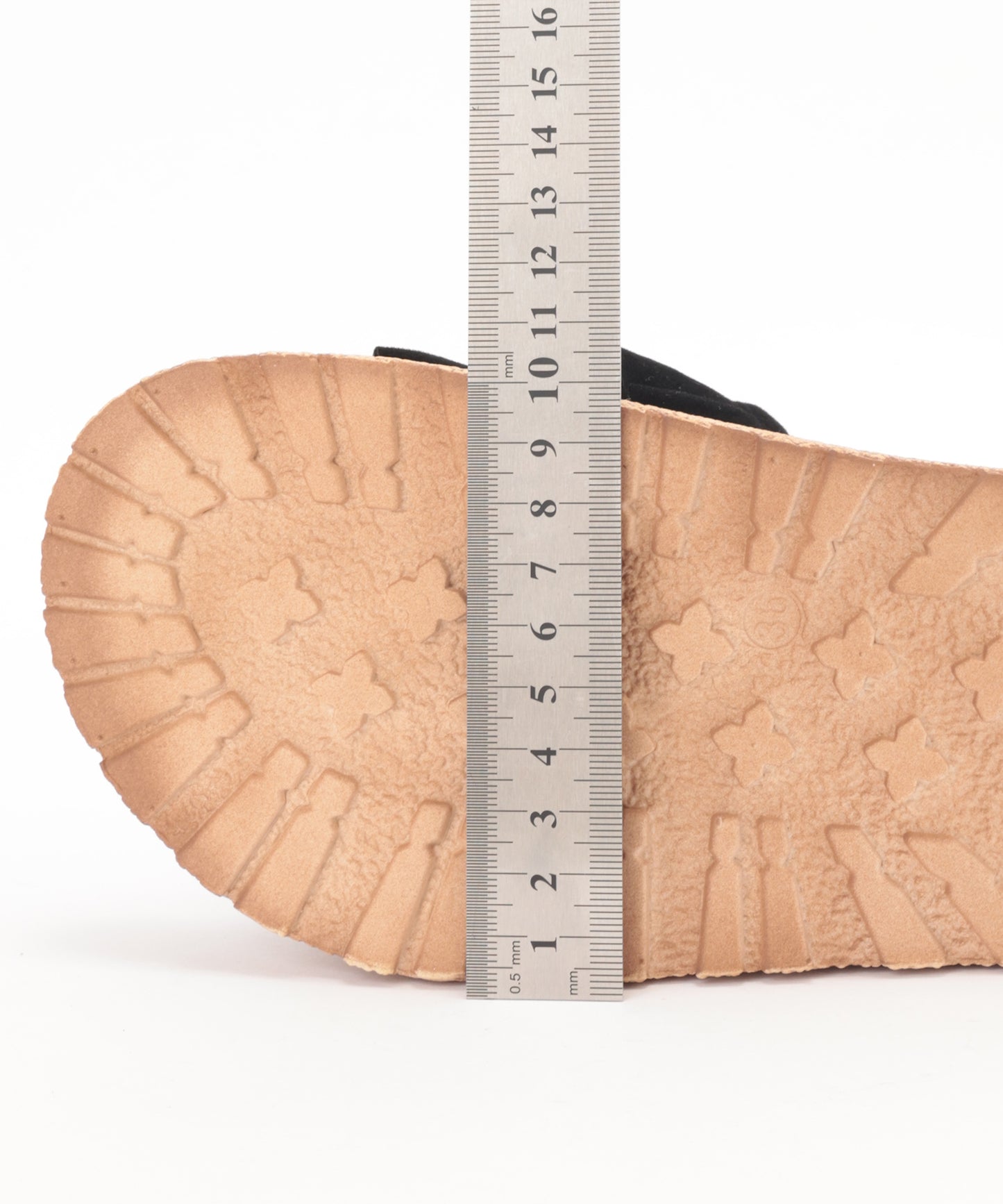 スエード調 3段フリル フラット 厚底 ミュール サンダル