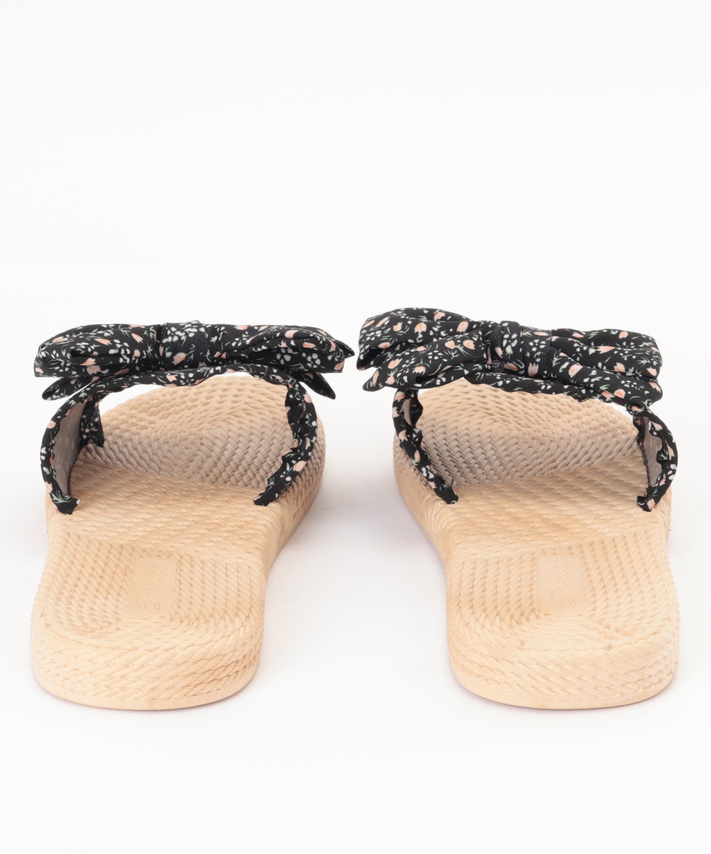 花柄 リボン エスパドリーユ風 フラット サンダル
