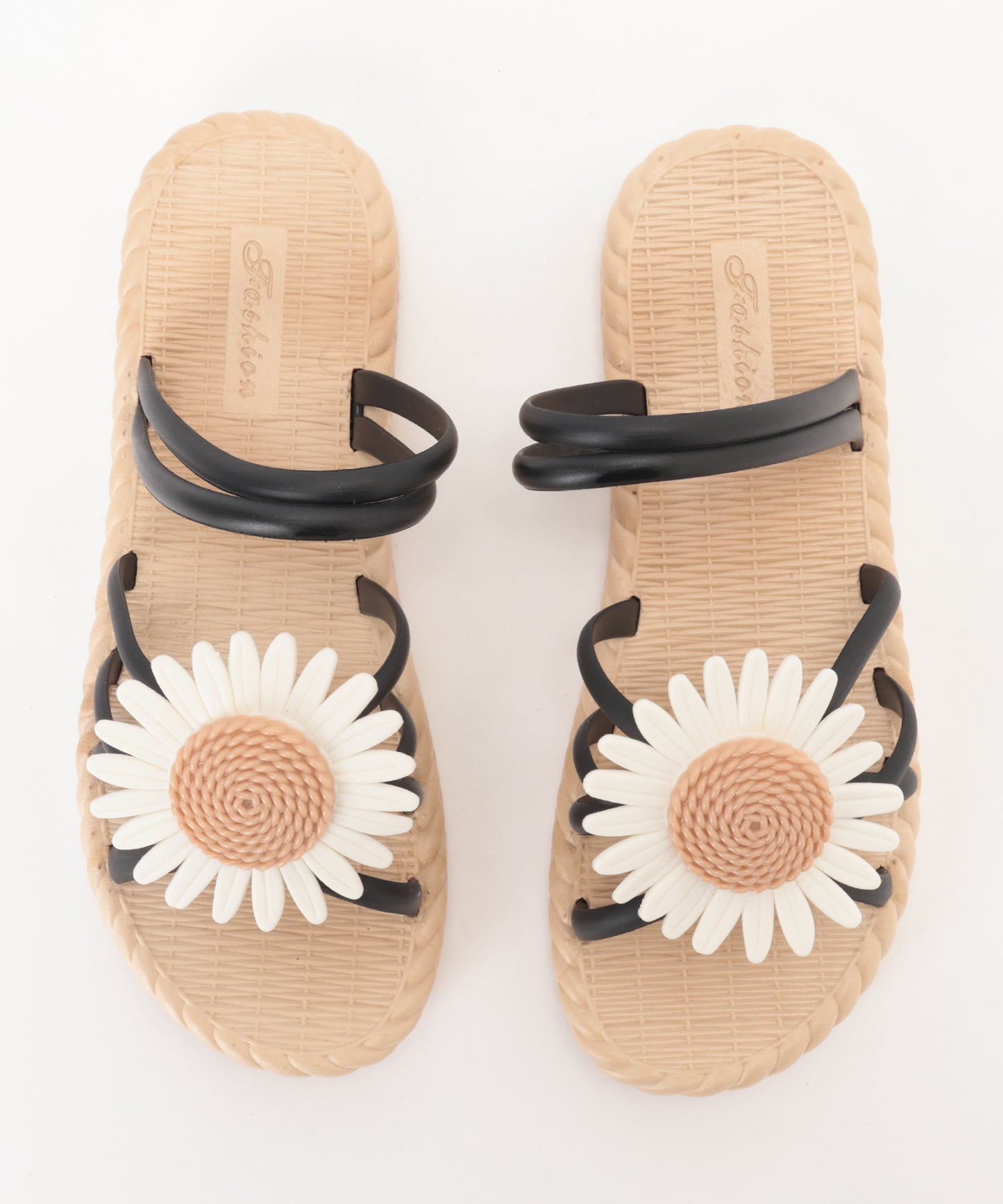 2WAY フラワーモチーフ ストラップ エスパドリーユ風 サンダル