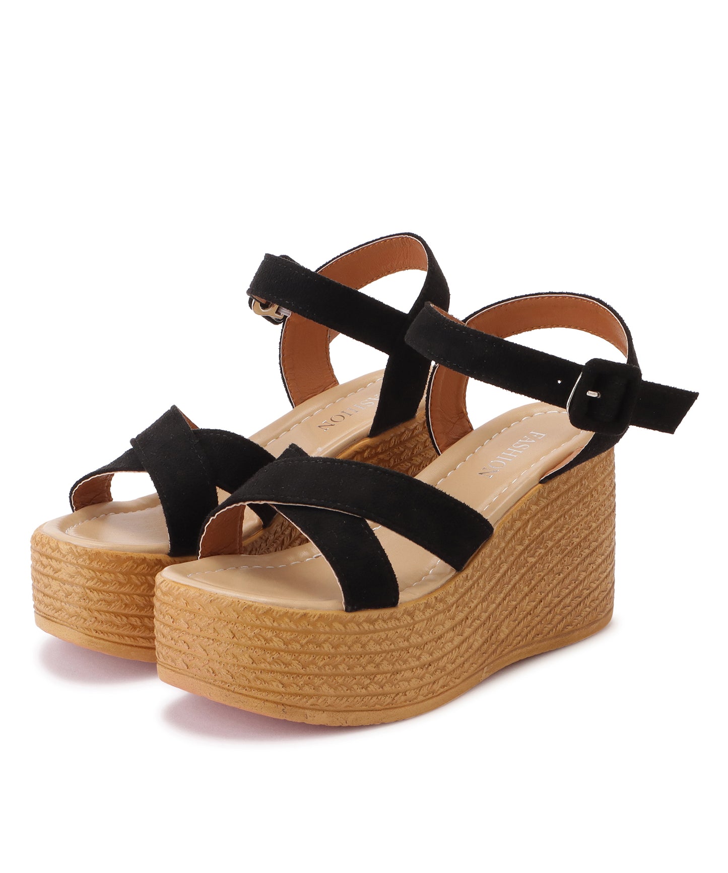 スエード調ウェッジソールサンダル