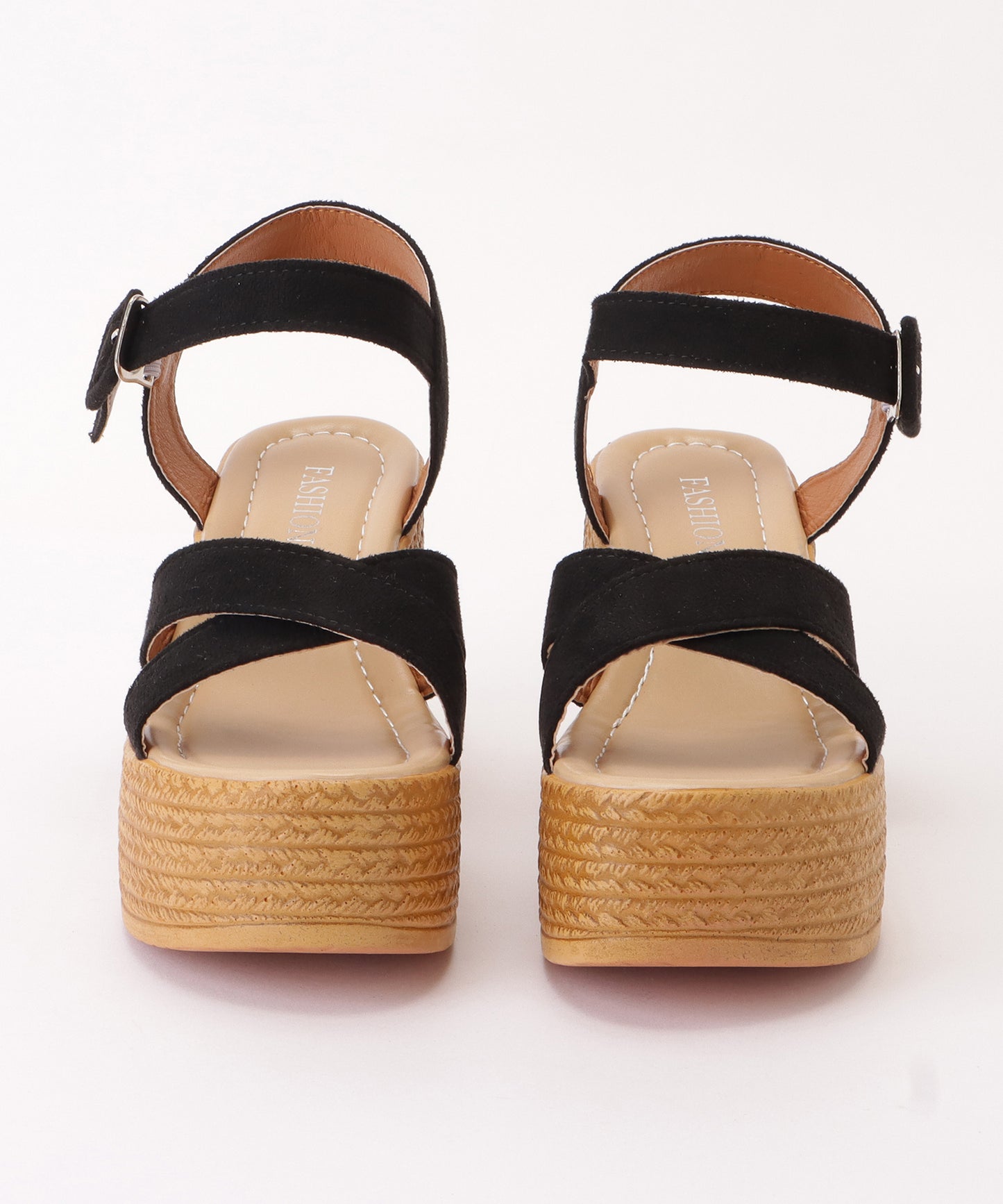 スエード調ウェッジソールサンダル