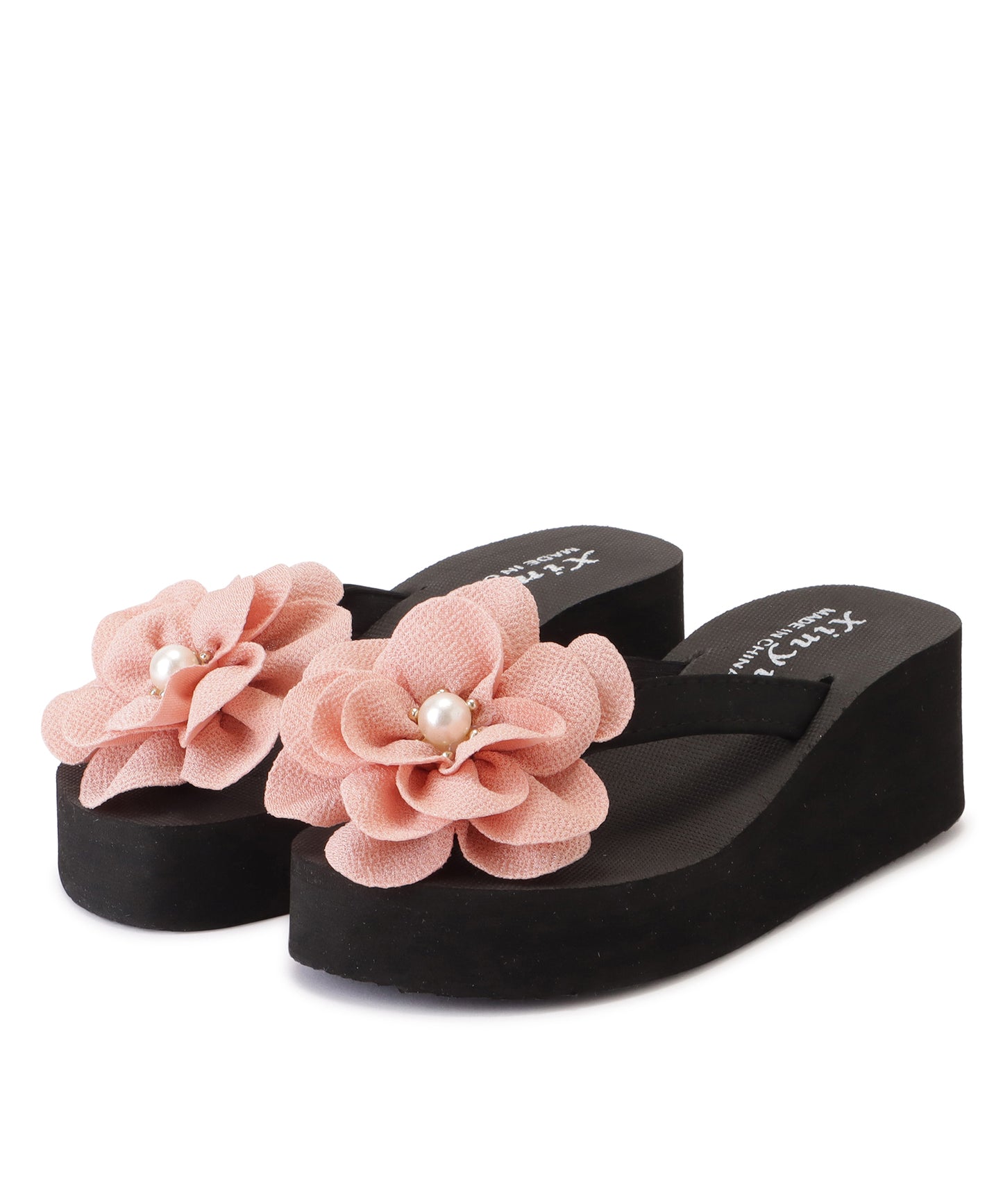 厚底フラワービーチサンダル