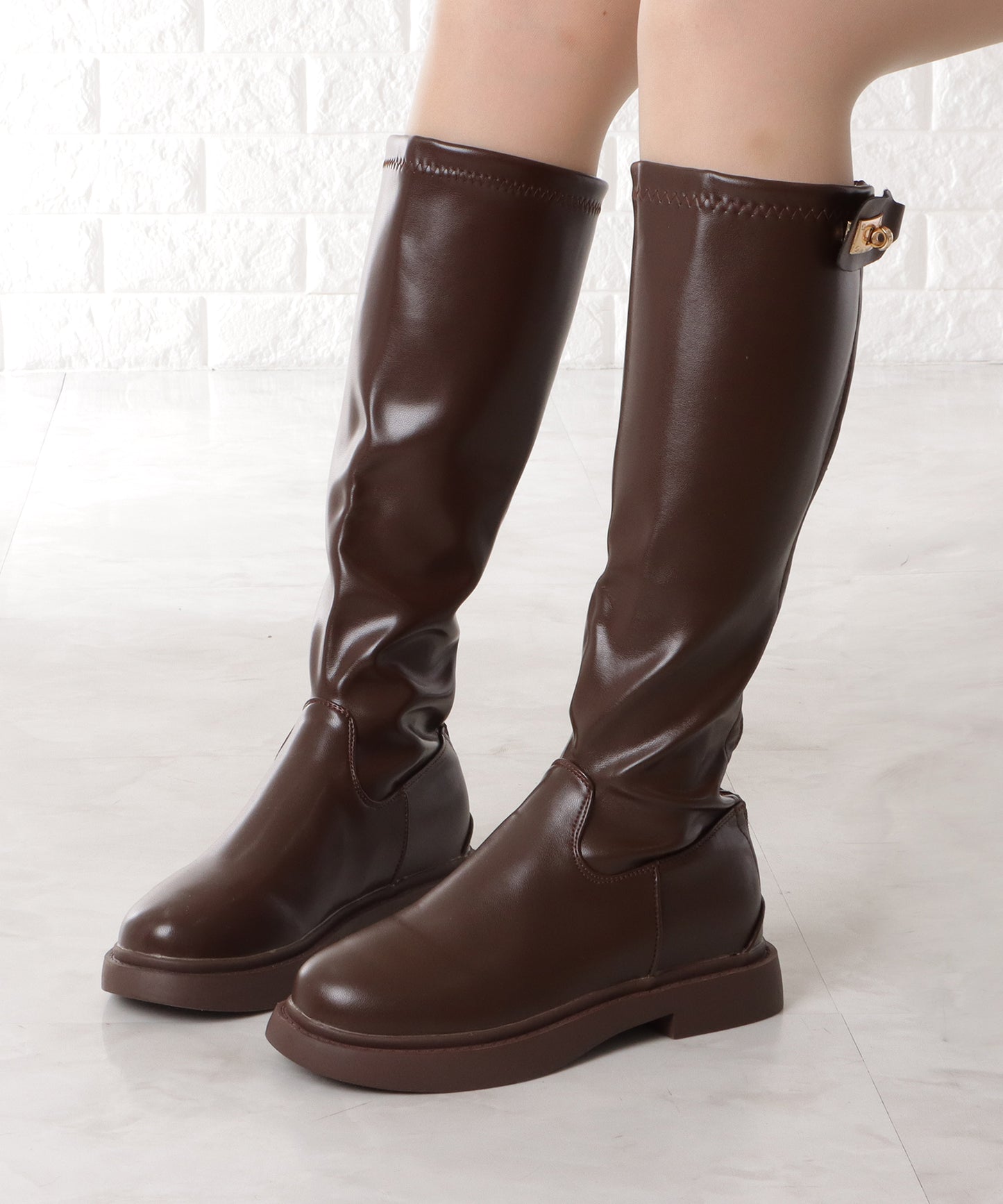 レザー調ロングジョッキーブーツ