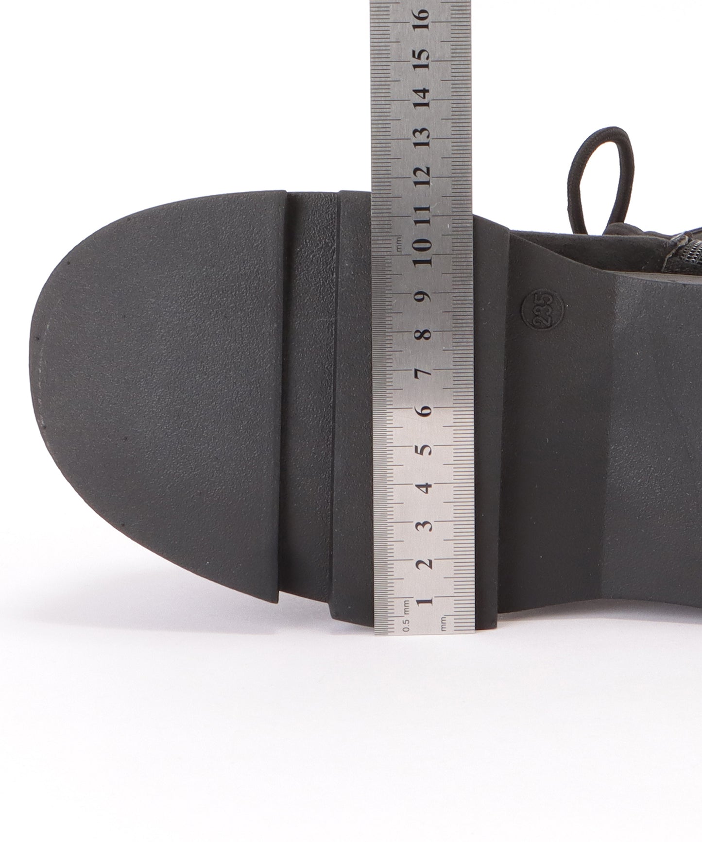 フェイクレザーレースアップ厚底ショートブーツ