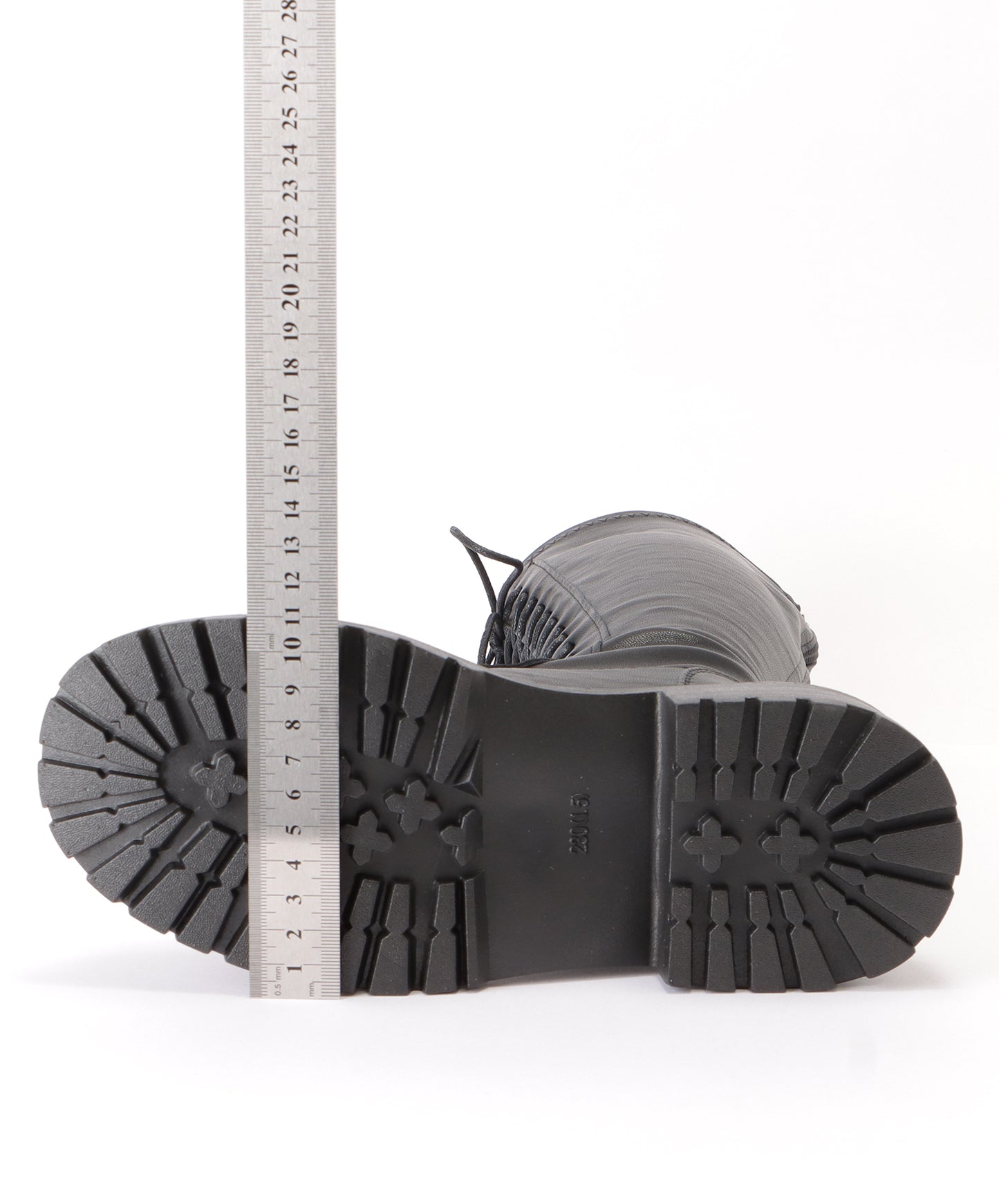 厚底 編み上げロングブーツ レースアップ