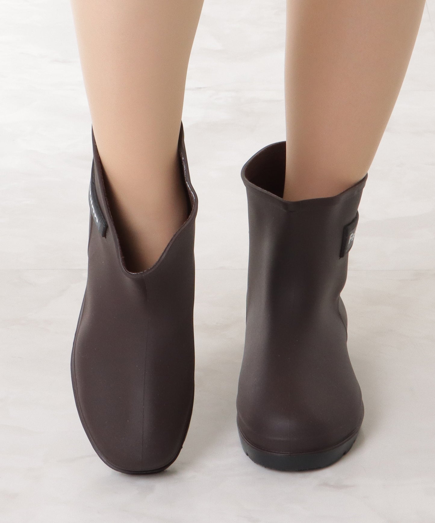 タグ付き ベーシック カラー ショート レインブーツ