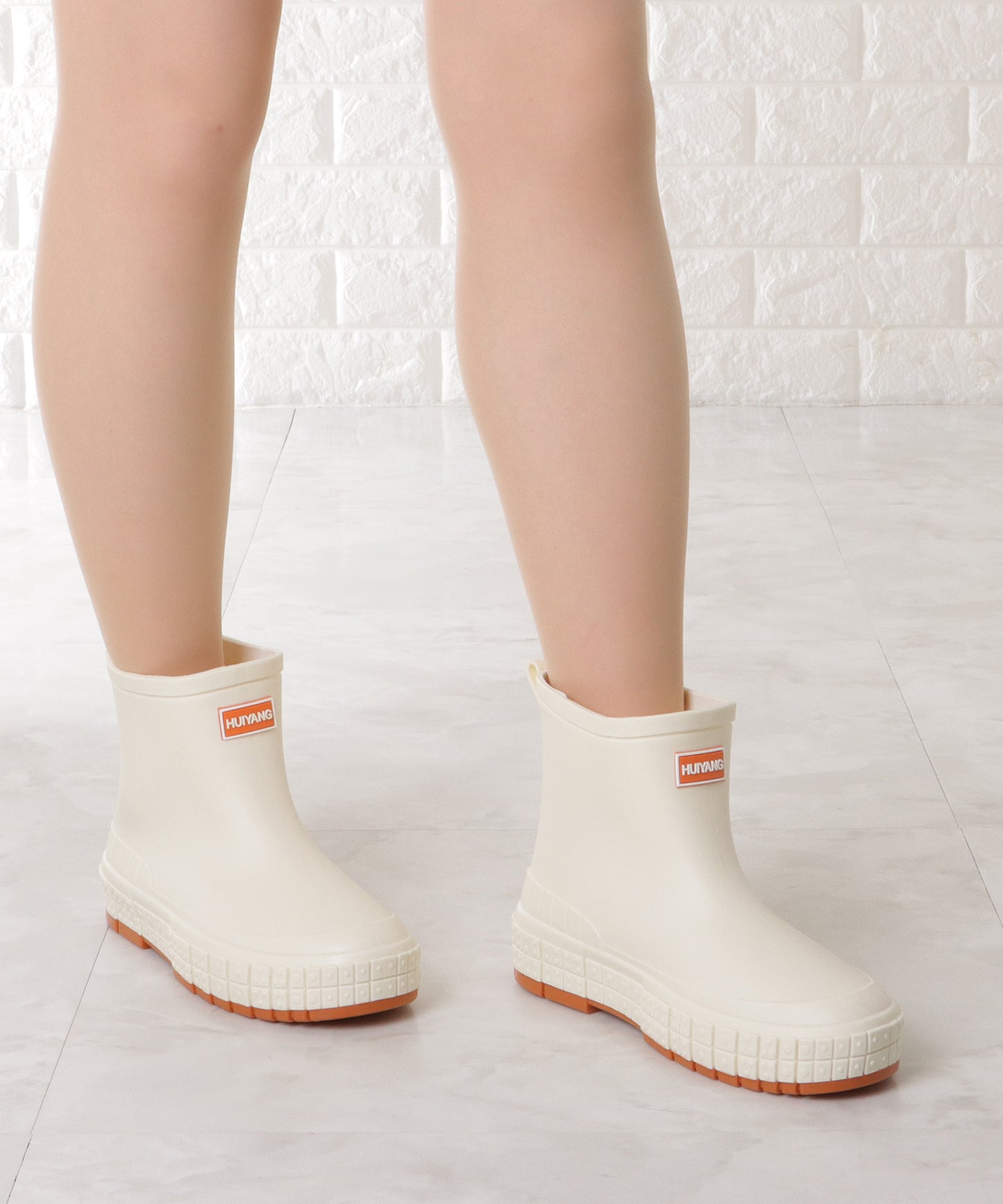 バイカラー タグ付き ショート レインブーツ