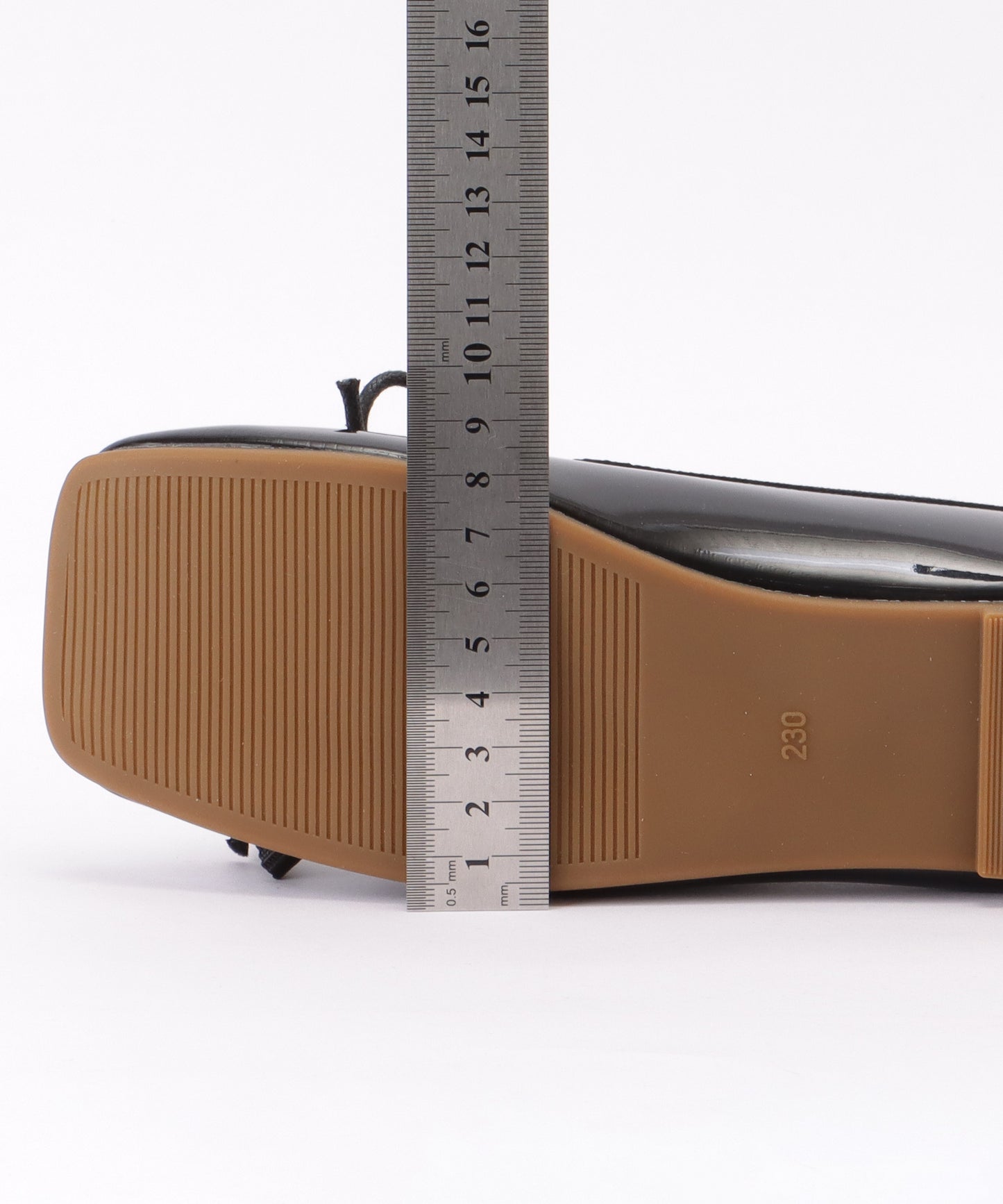 スクエアトゥ リボン付き フラット バレエ パンプス