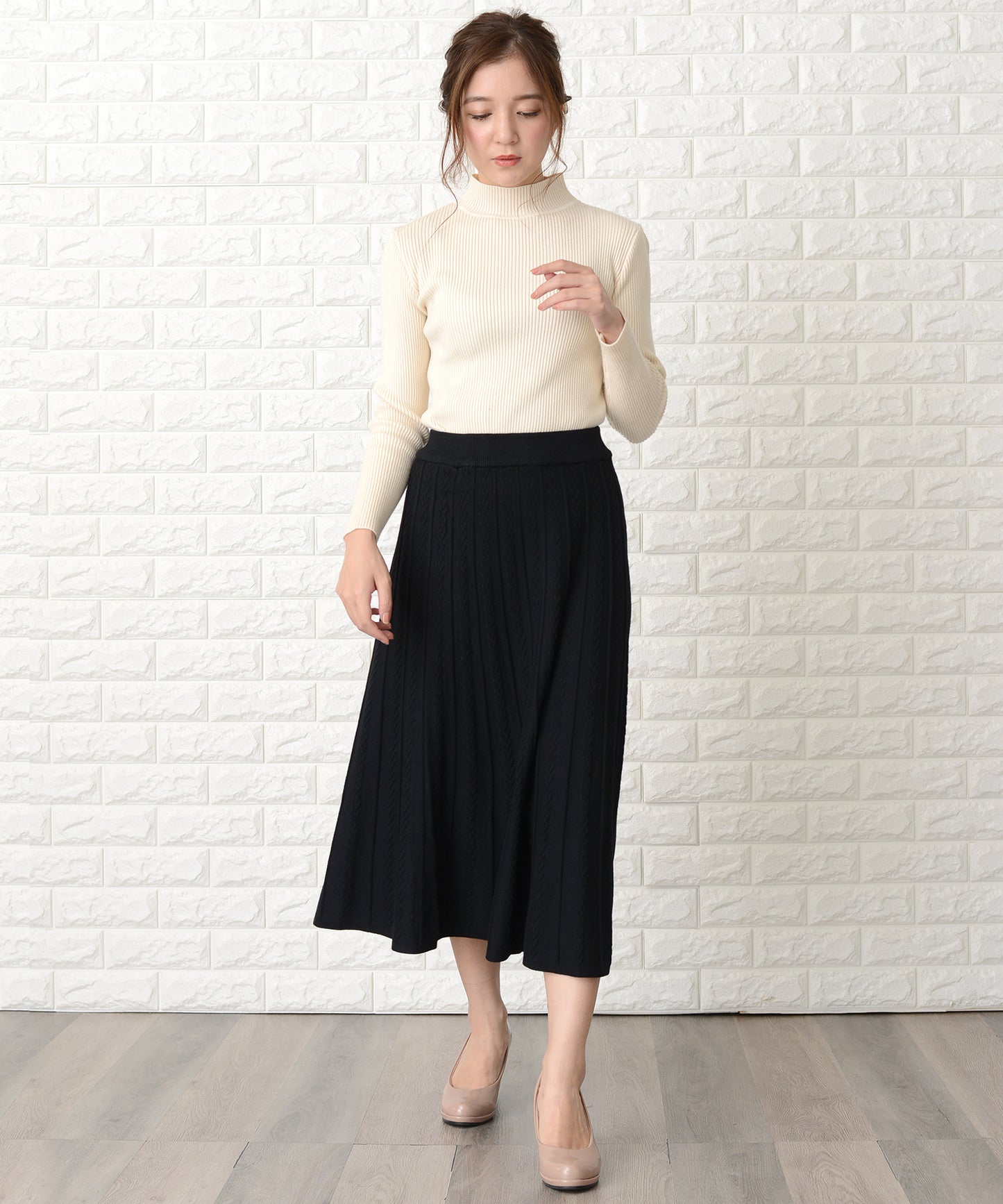 ケーブルニットロングスカート