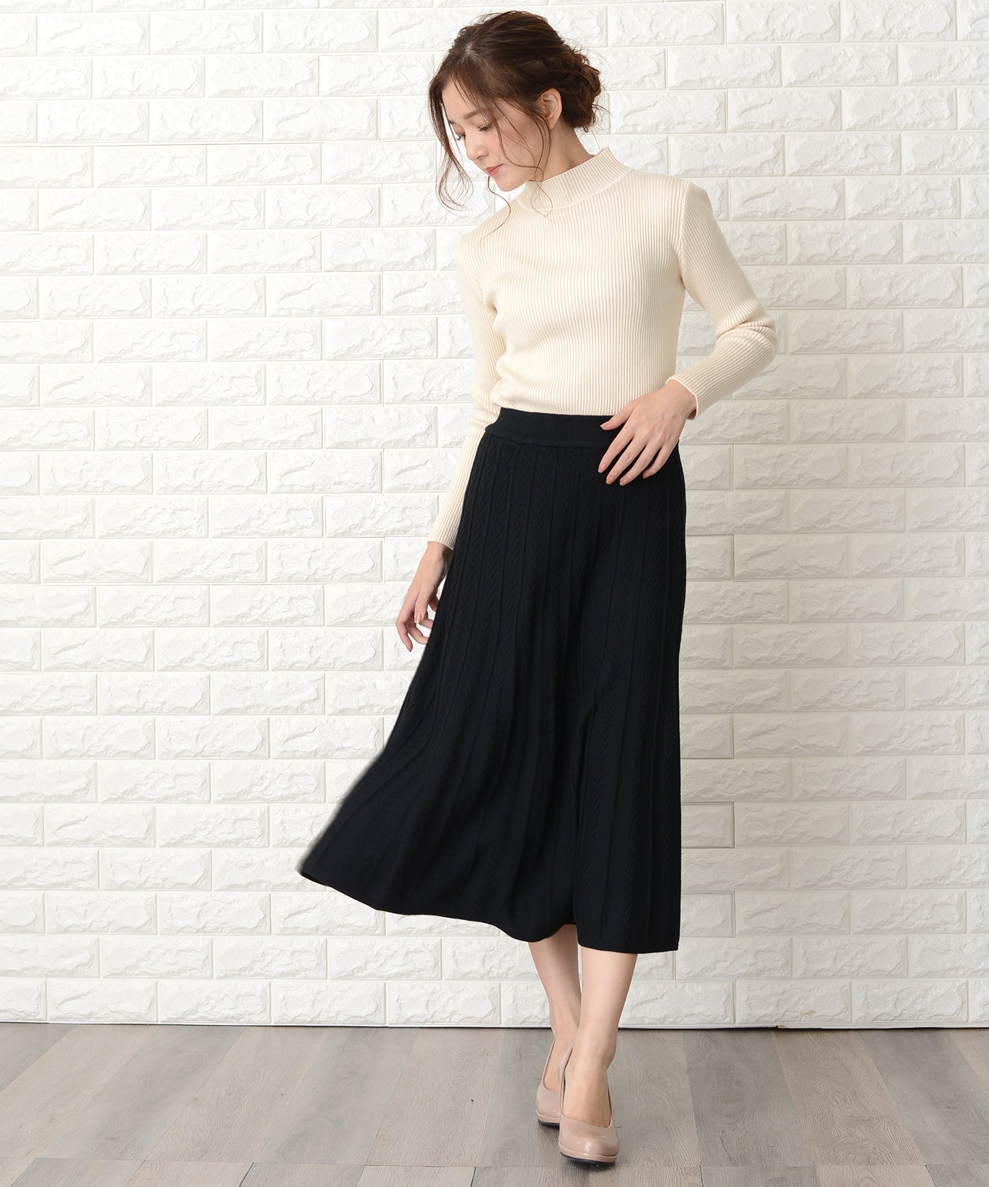 ケーブルニットロングスカート