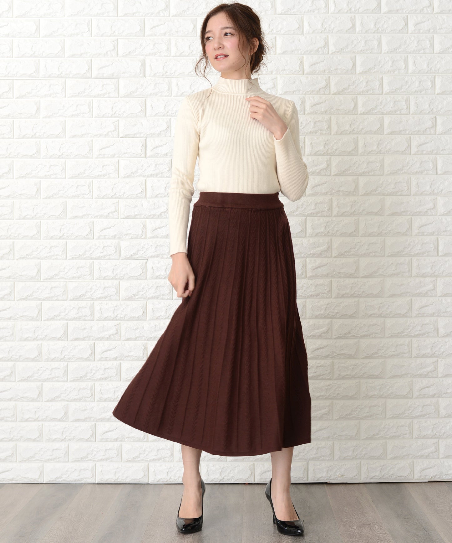 ケーブルニットロングスカート