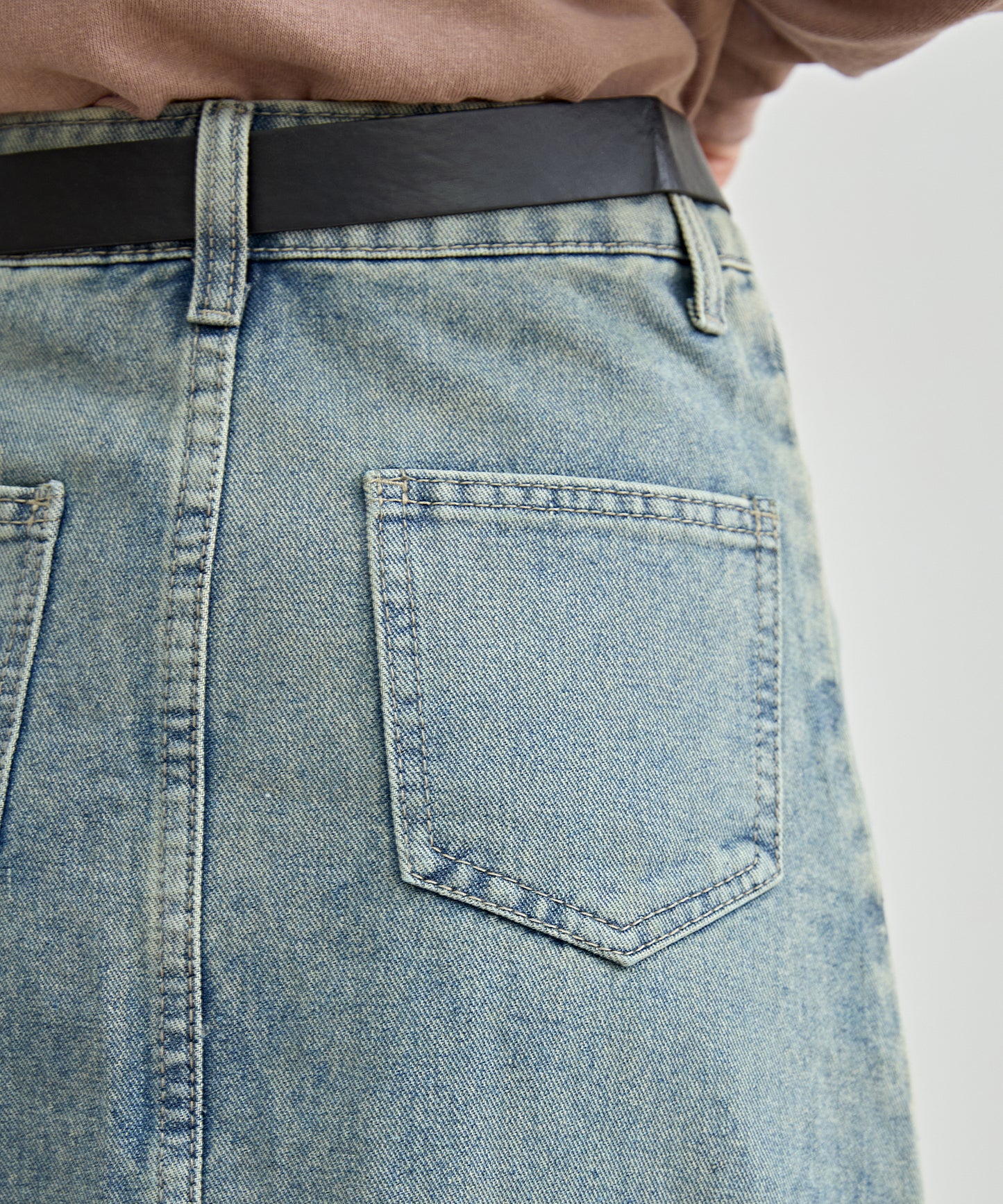 ハイウエスト リメイク デニム フリル スリット スカート