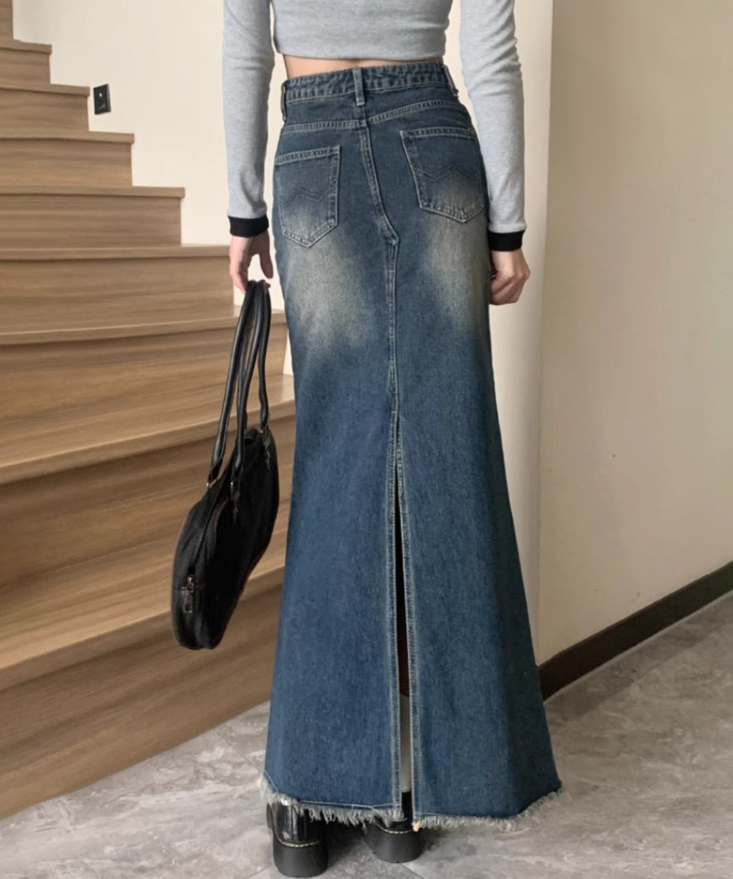 ハイウエスト ヴィンテージ リメイク デニム スカート