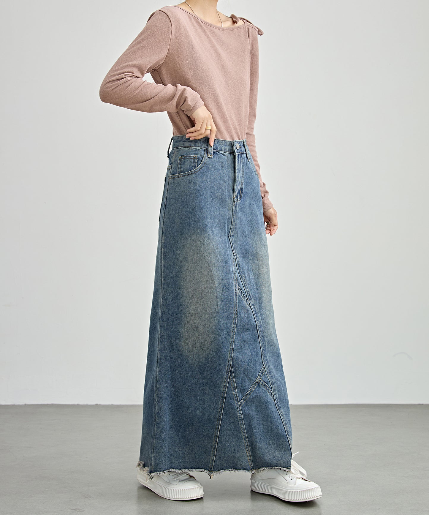 ハイウエスト ヴィンテージ リメイク デニム スカート