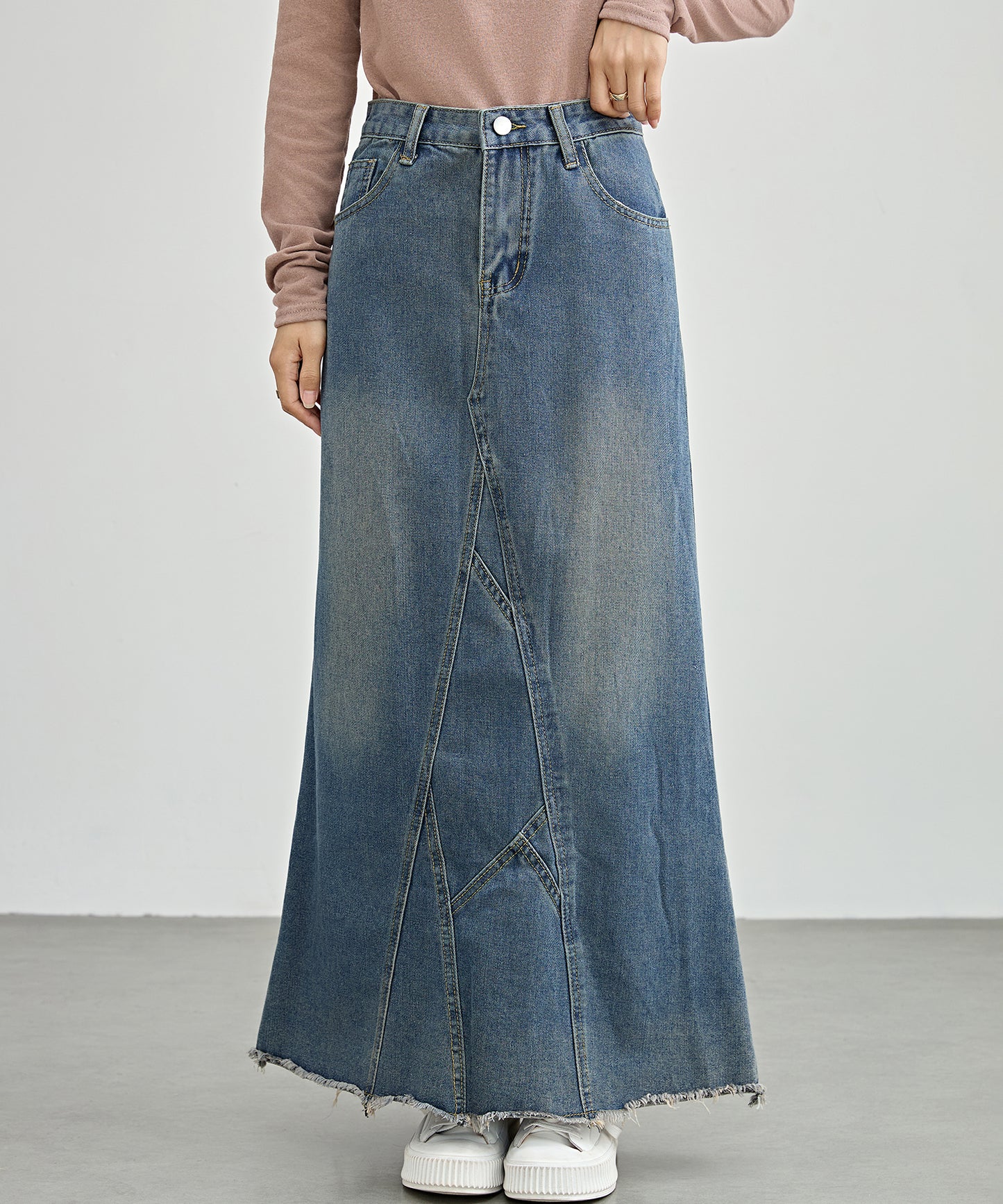 ハイウエスト ヴィンテージ リメイク デニム スカート