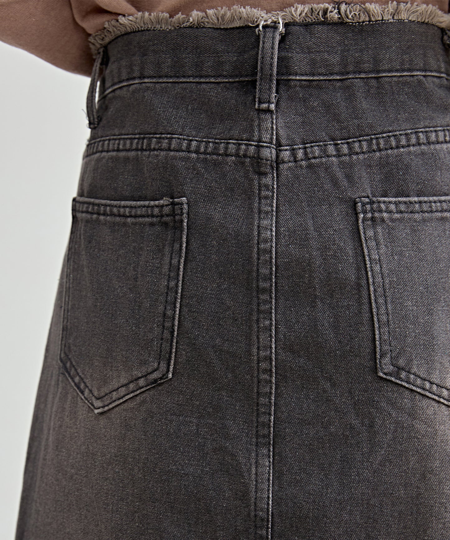 ハイウエスト デニム フリンジ Aライン デニム スカート