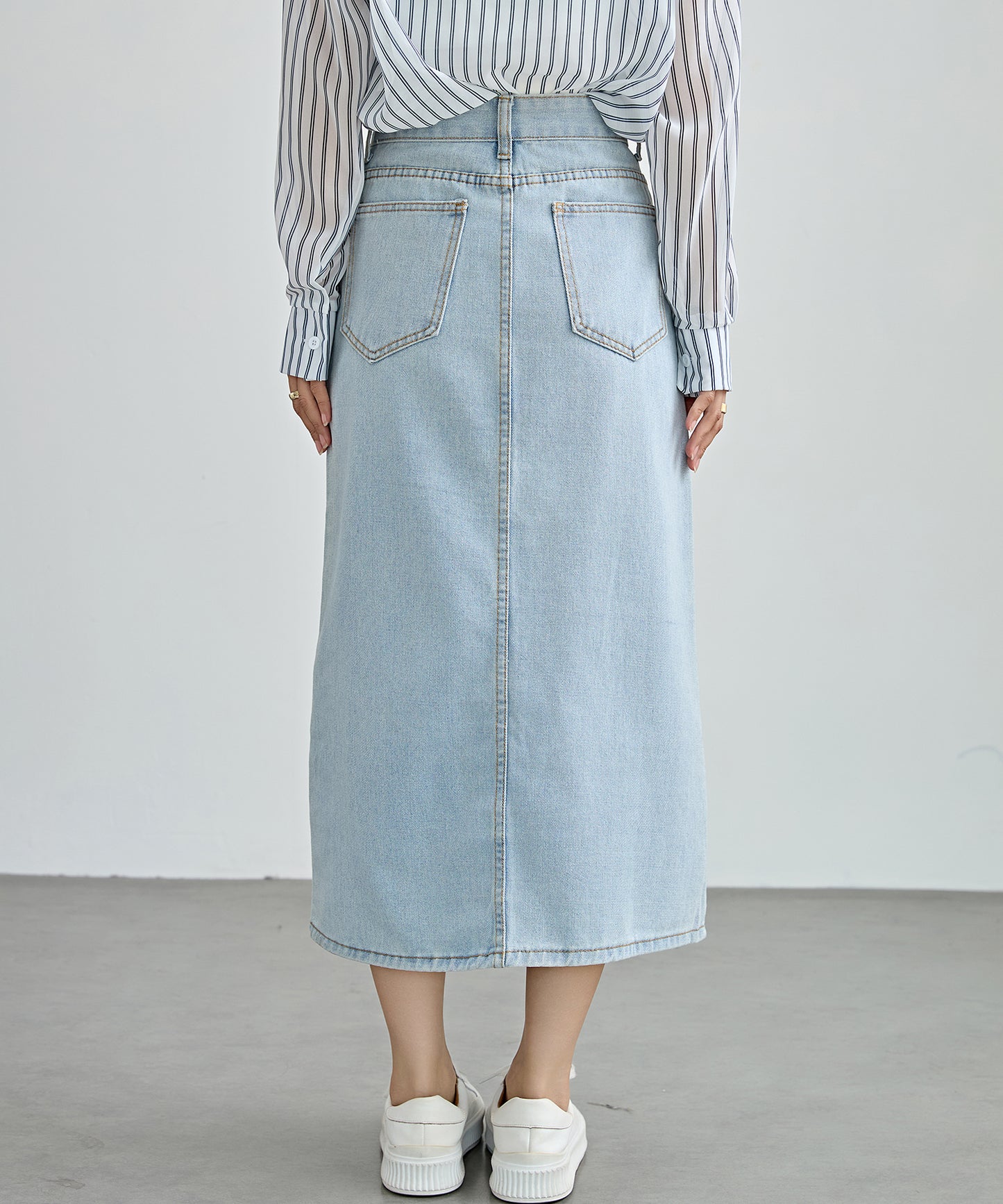 ハイウエスト スリット デニム タイト スカート