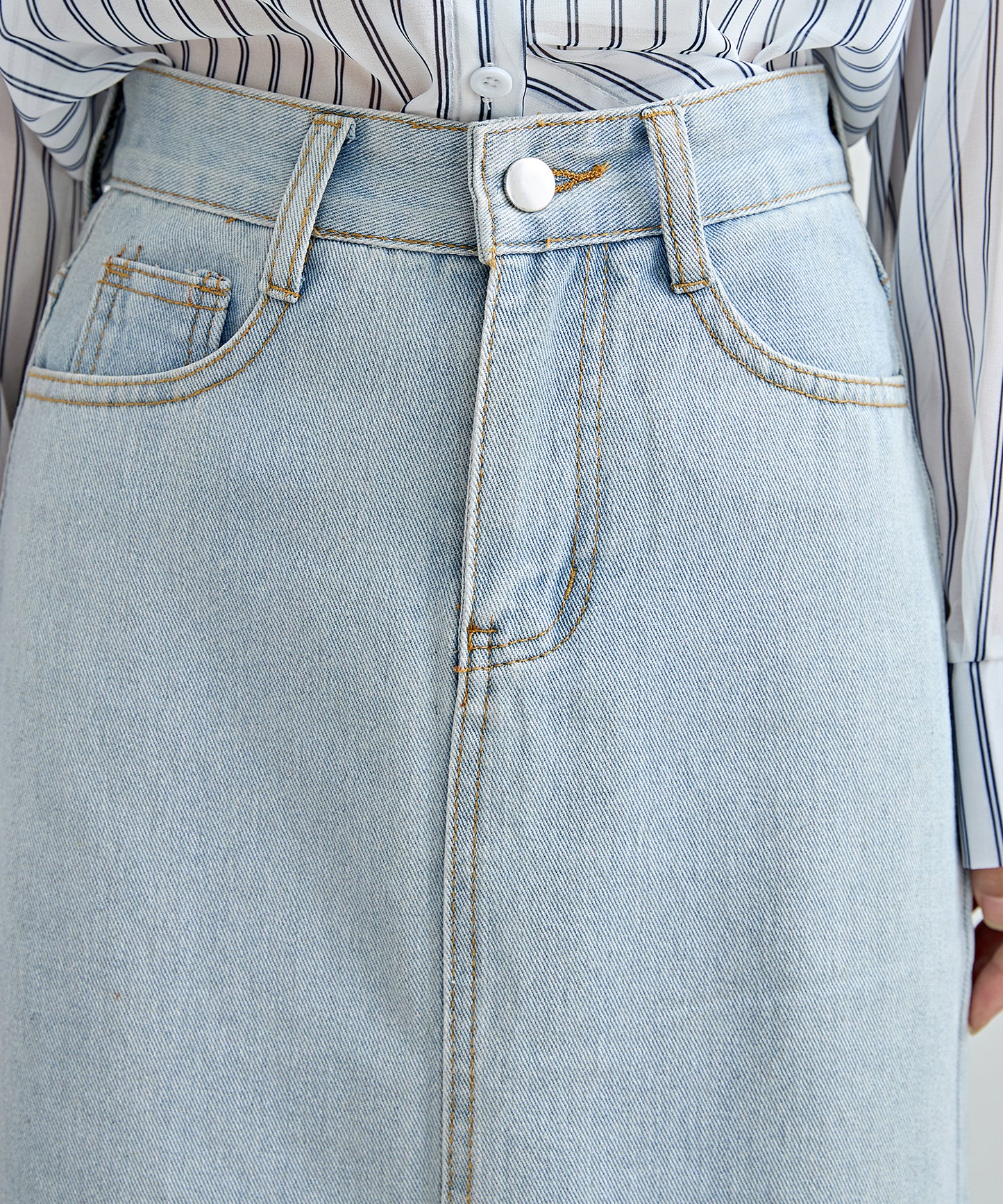 ハイウエスト スリット デニム タイト スカート