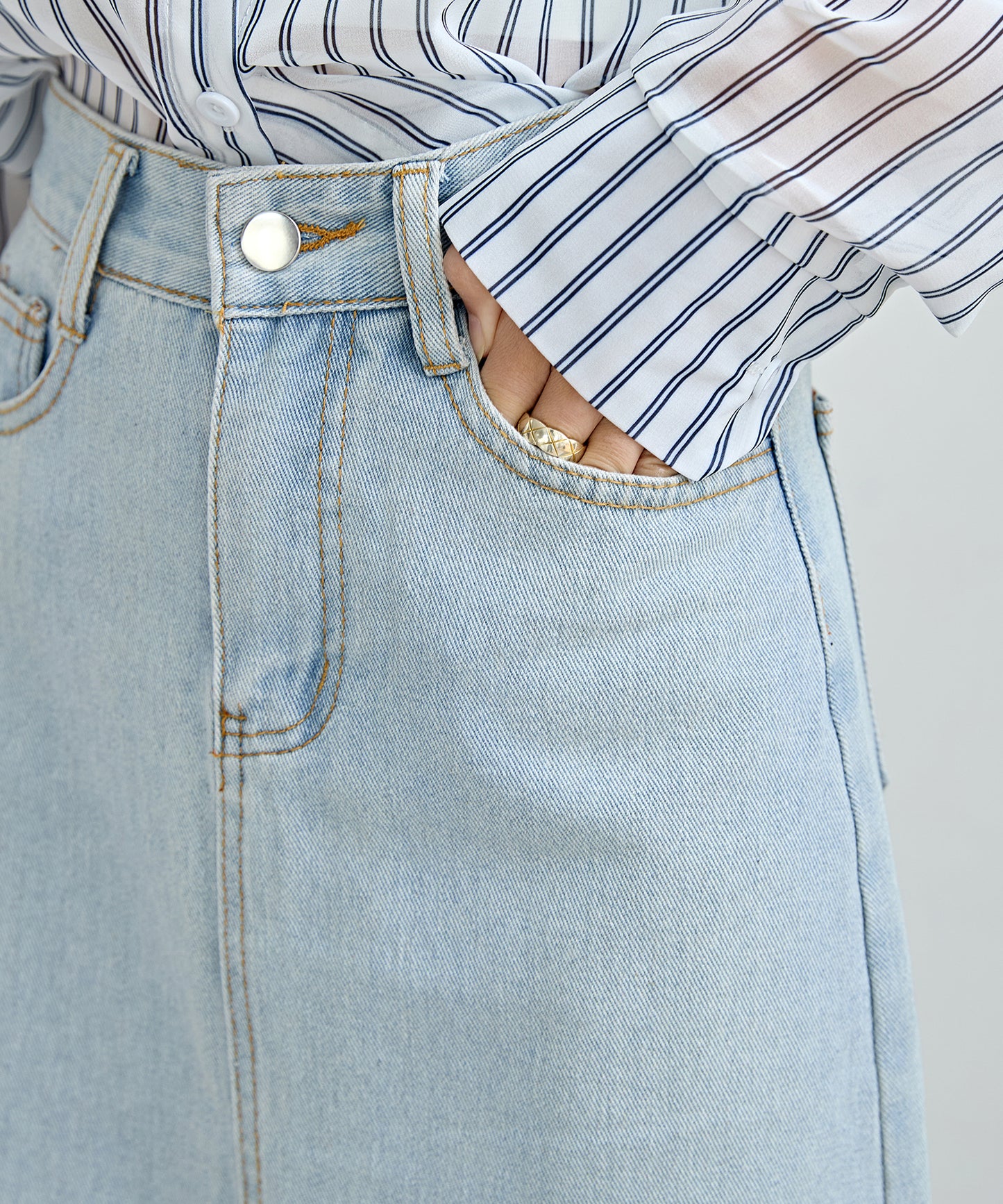 ハイウエスト スリット デニム タイト スカート