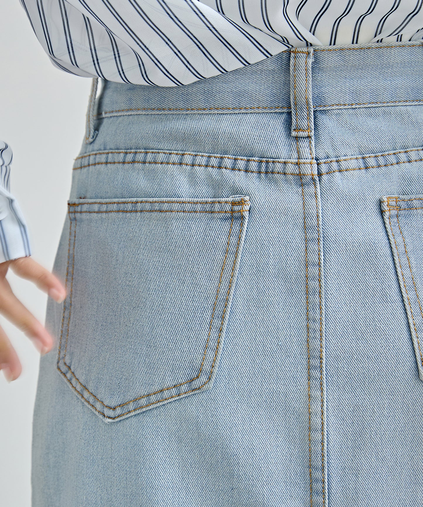 ハイウエスト スリット デニム タイト スカート