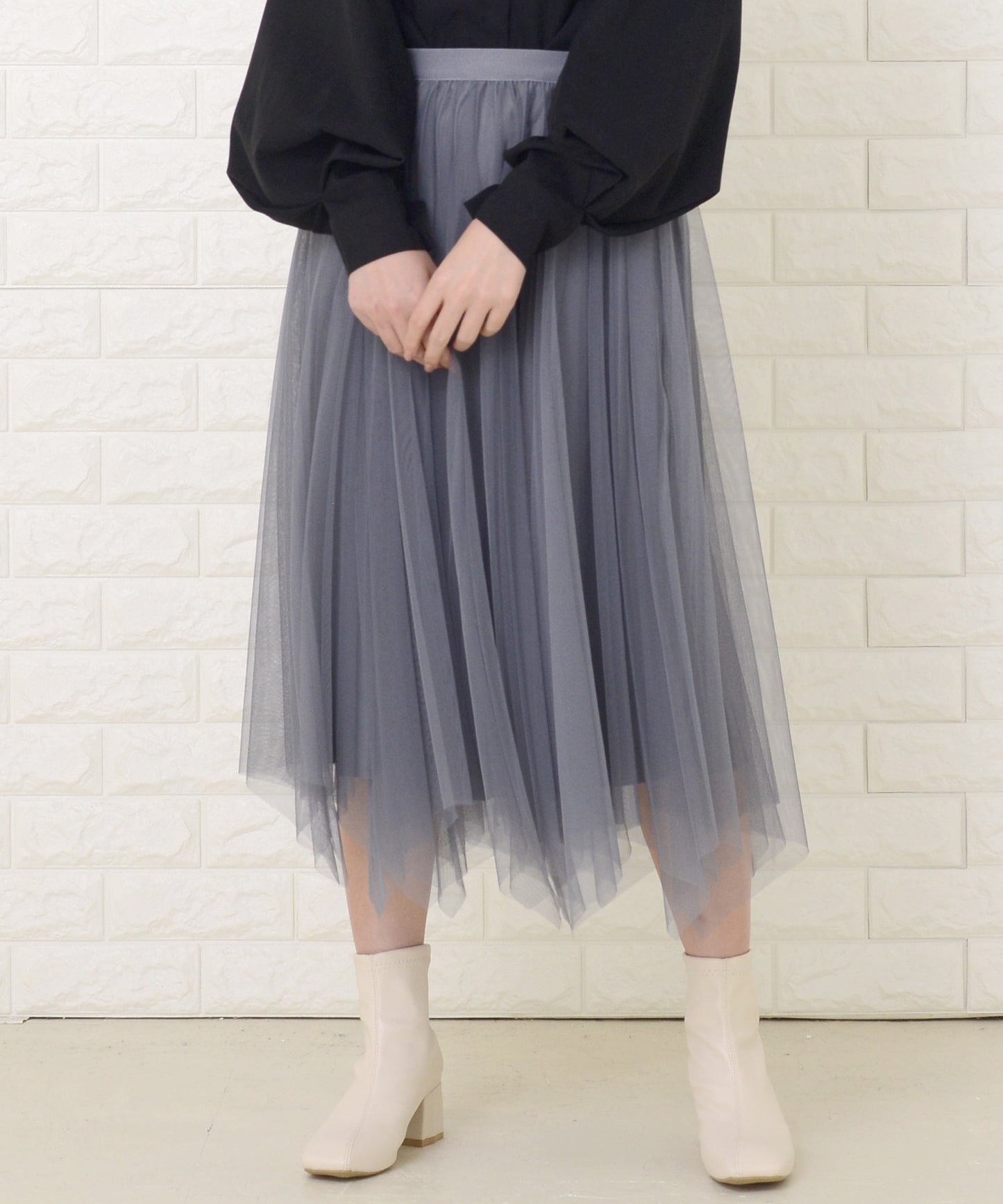リバーシブルチュール プリーツスカート