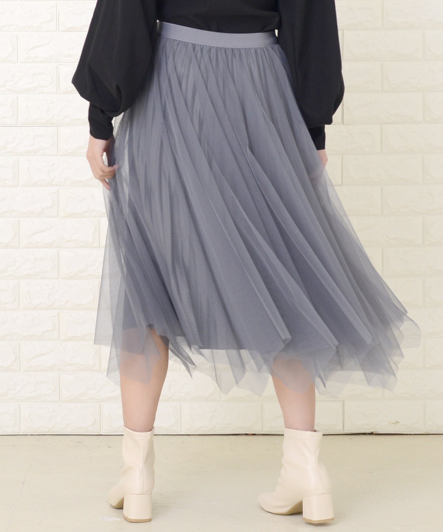 リバーシブルチュール プリーツスカート