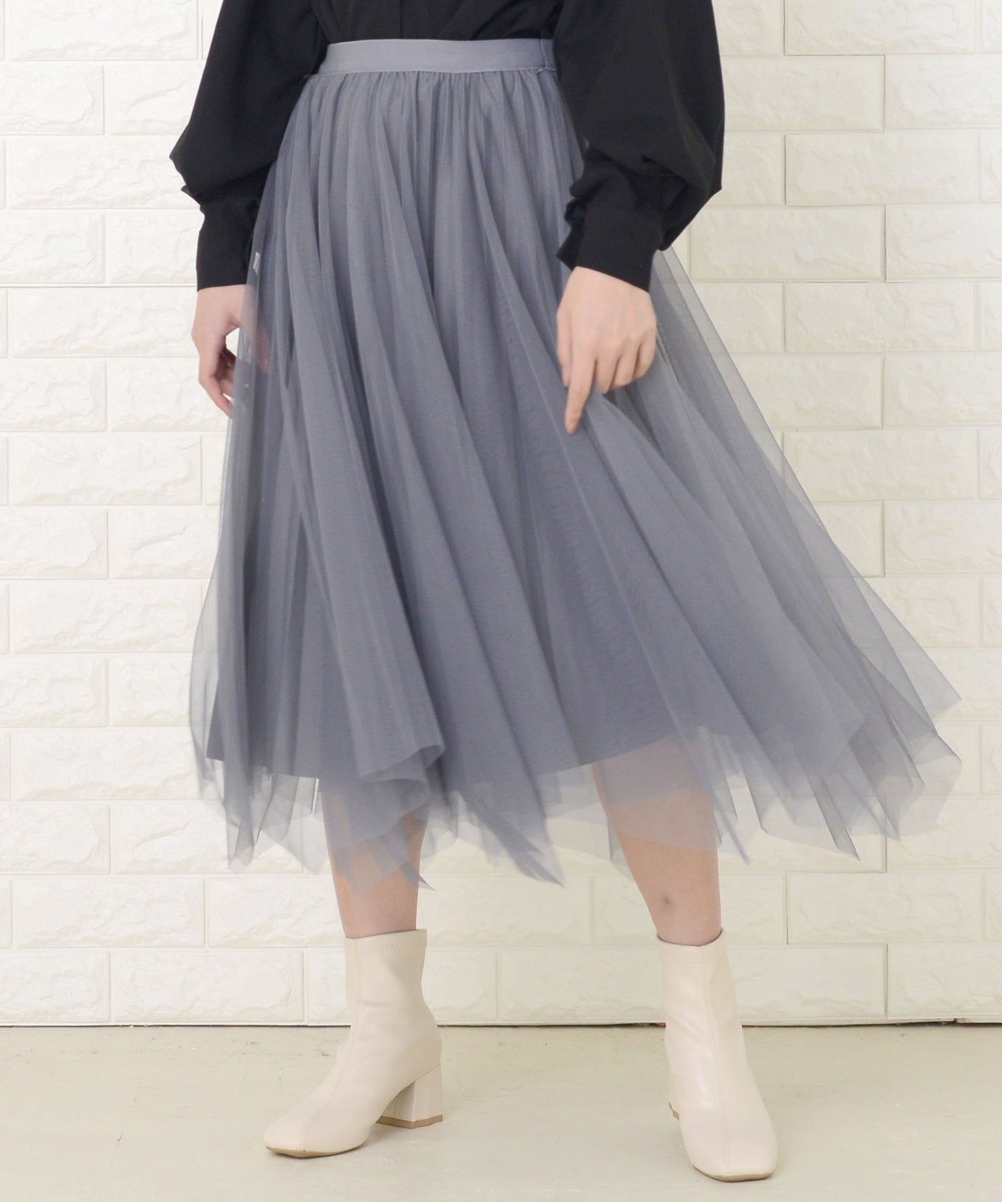 リバーシブルチュール プリーツスカート