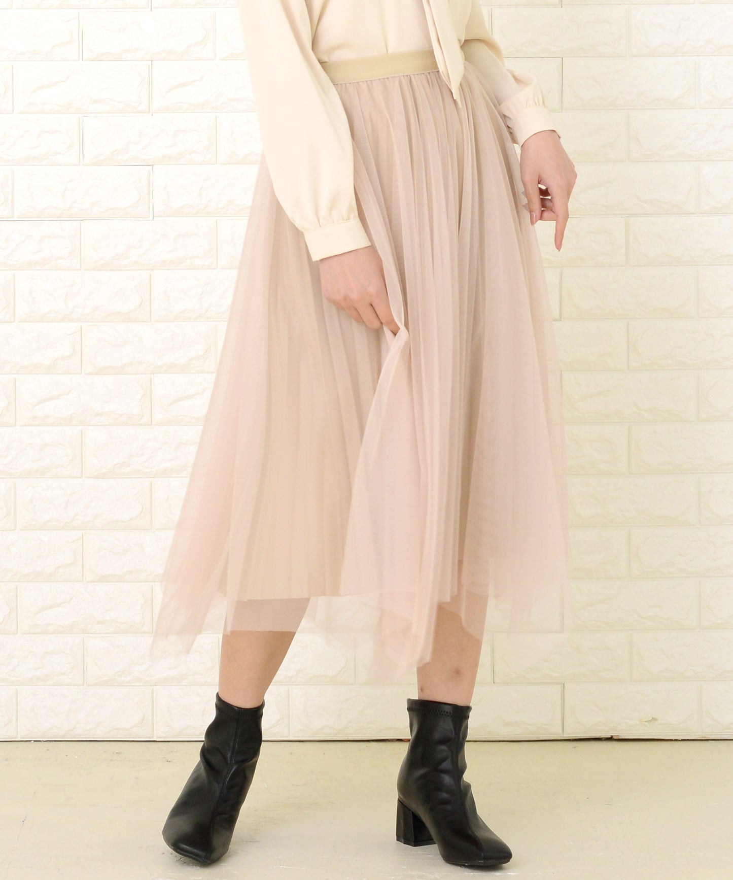 リバーシブルチュール プリーツスカート