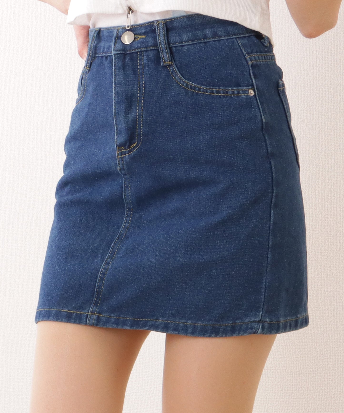 ハイウエスト Aライン デニム ミニ スカート