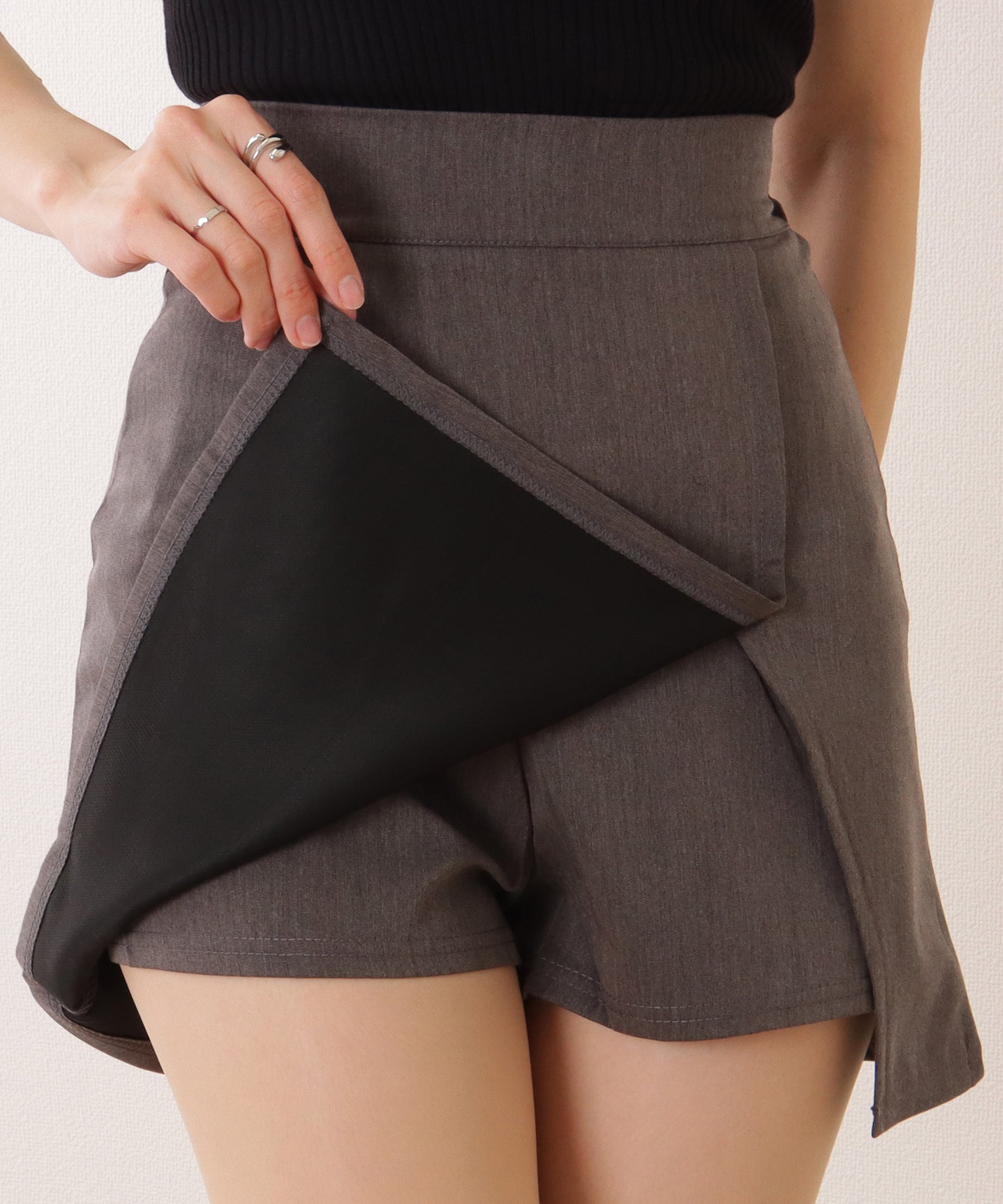 サイド スリット レイヤード ミニ丈 スカート スカパン