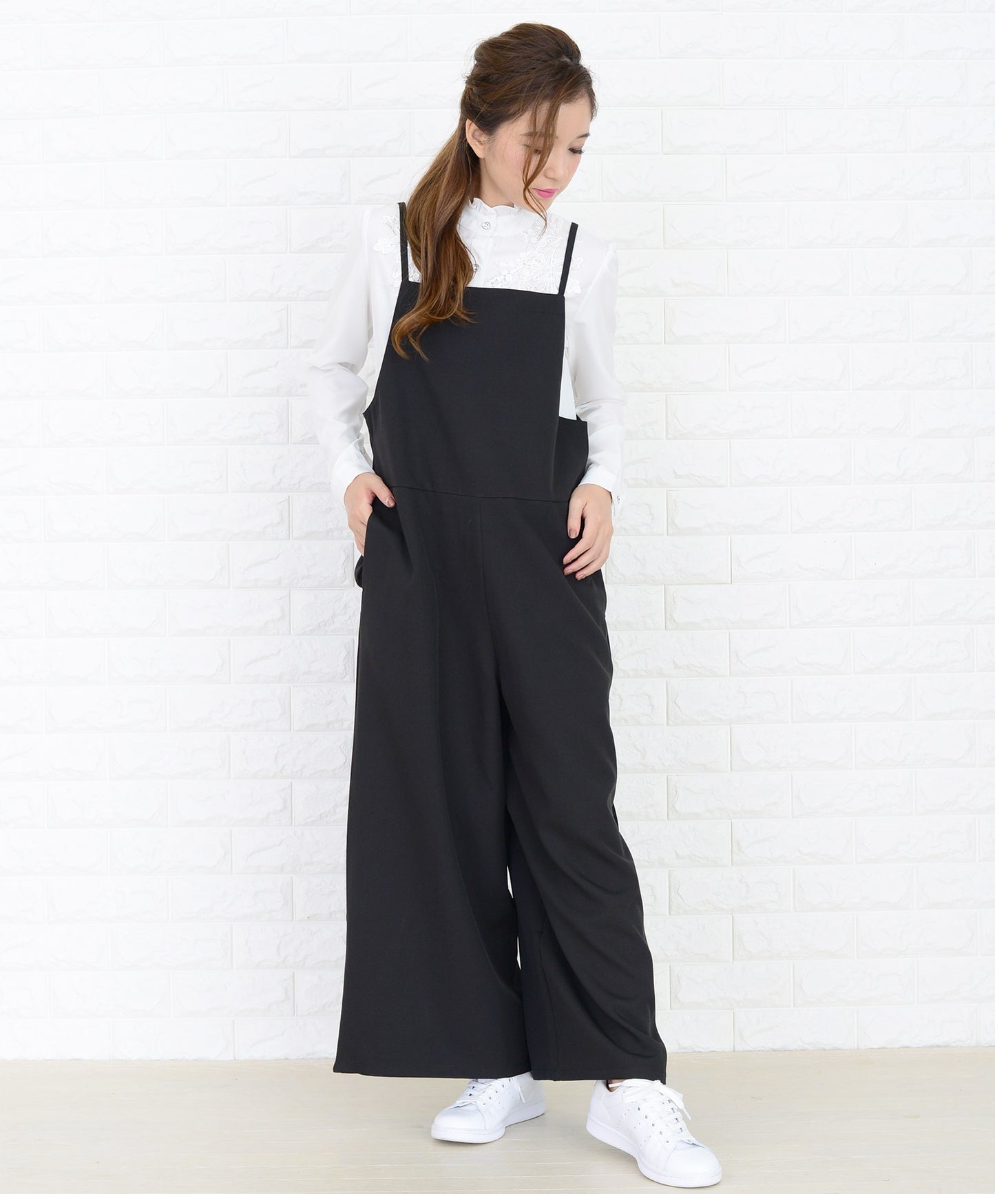 2WAYゆったりワイドパンツサロペット オールインワン・パンツ